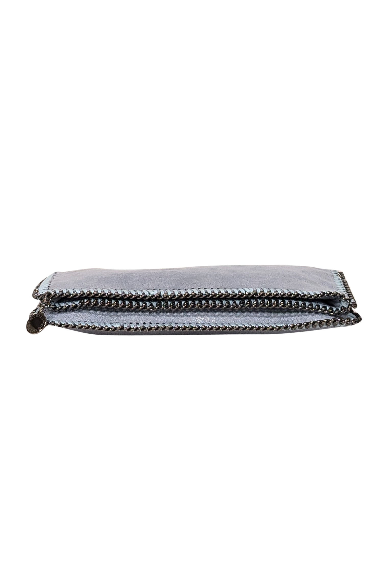 Stella McCartney - Chic Pale Blue Vegetarian Suede Falabella Fold-Over Clutch