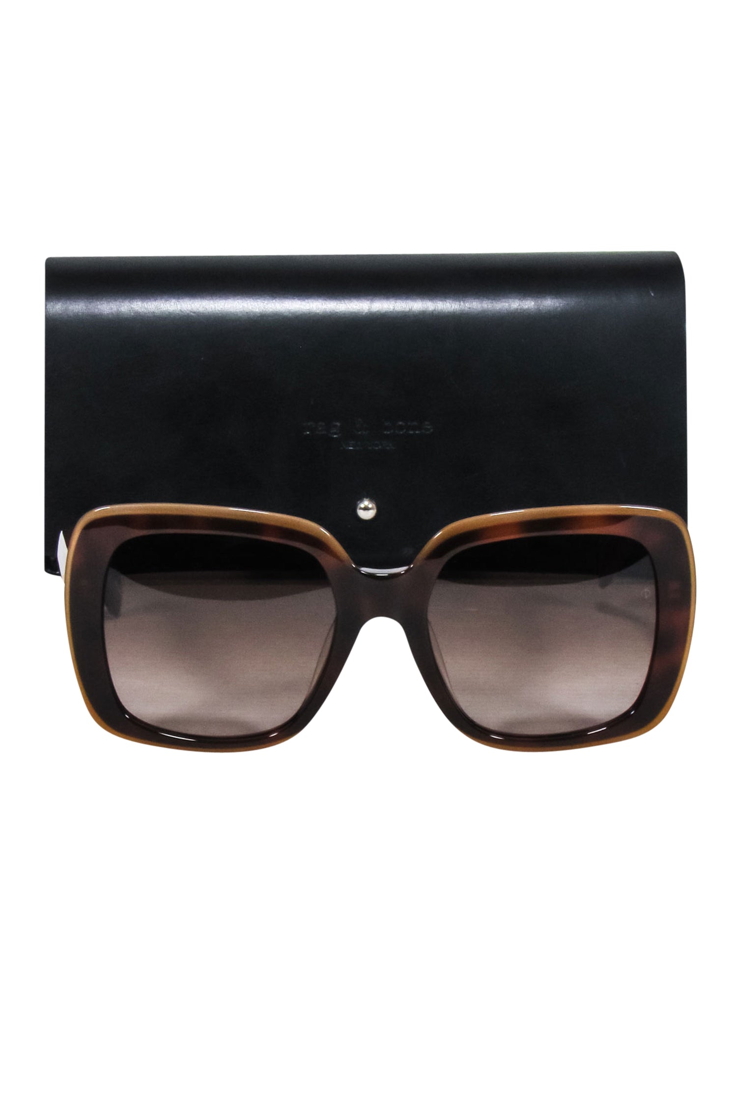 Rag & Bone - Stylish Brown Tortoise Large Rectangle Sunglasses