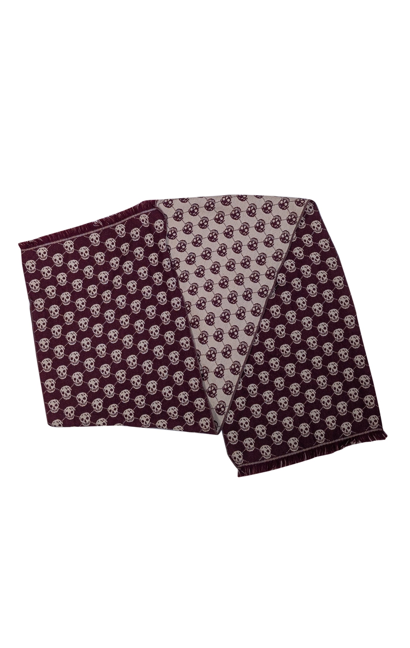 Alexander McQueen - Stunning Maroon & Beige Skull Print Scarf