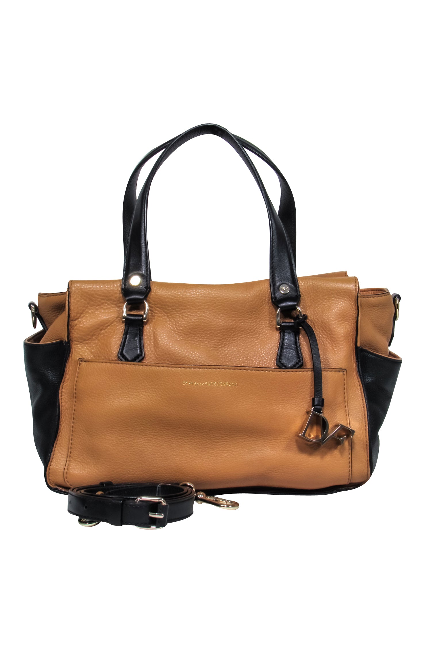 Diane von Furstenberg Camel & Black Leather Satchel - A Must-Have Everyday Bag