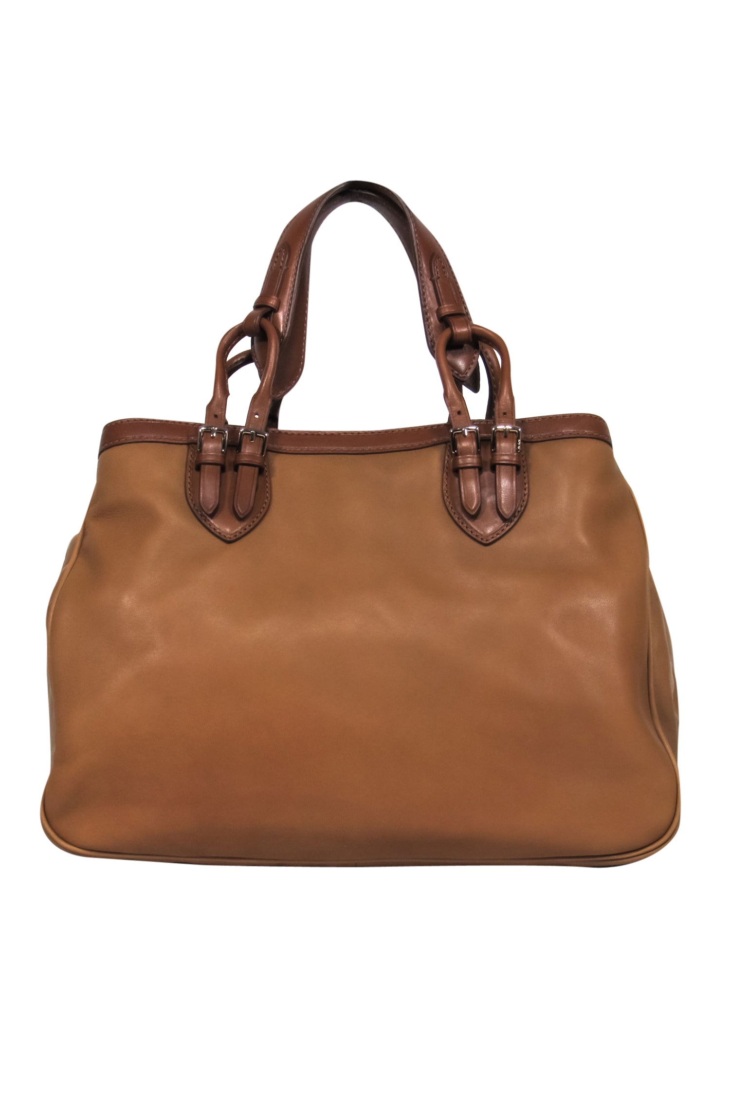 Tumi Vintage Light Brown Smooth Leather Zippered Pocket Handbag - A Touch of Luxury