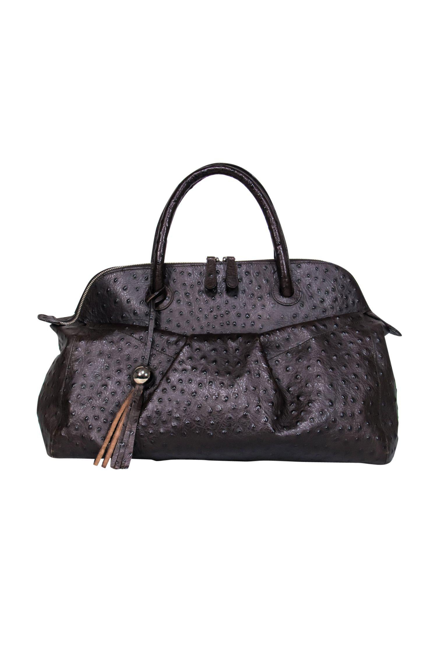 Furla - Stunning Brown Ostrich Embossed Large Satchel Handbag