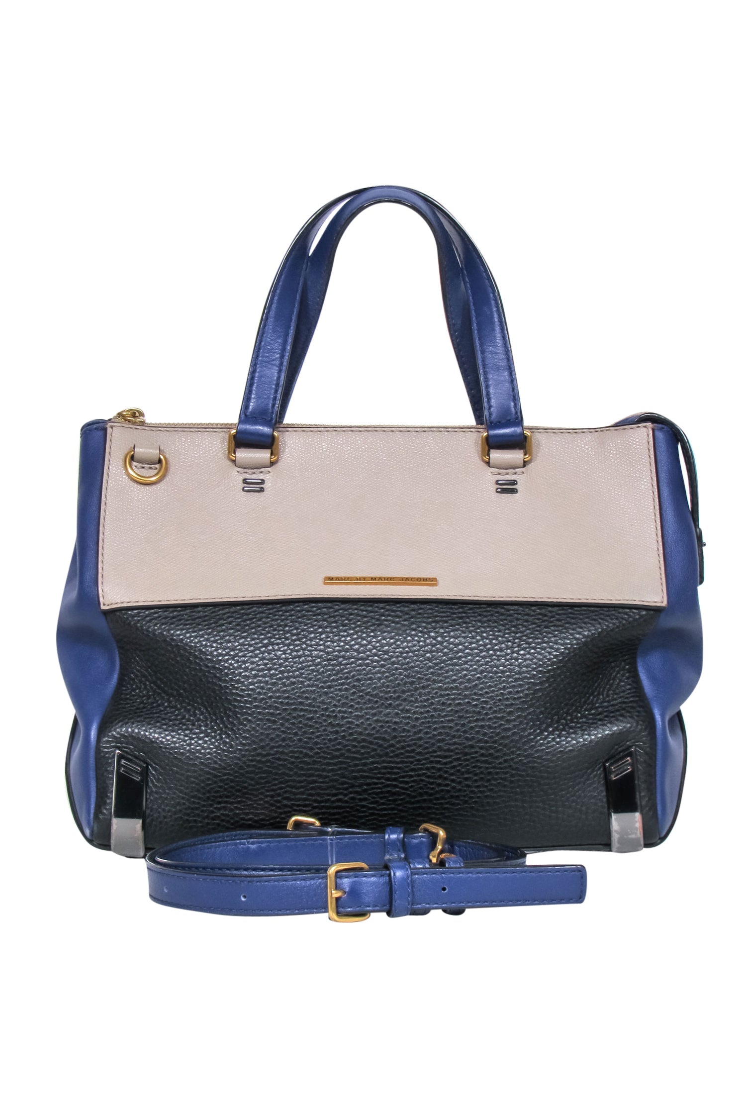 Marc by Marc Jacobs - Stunning Tan, Black & Blue Color Block Convertible Satchel