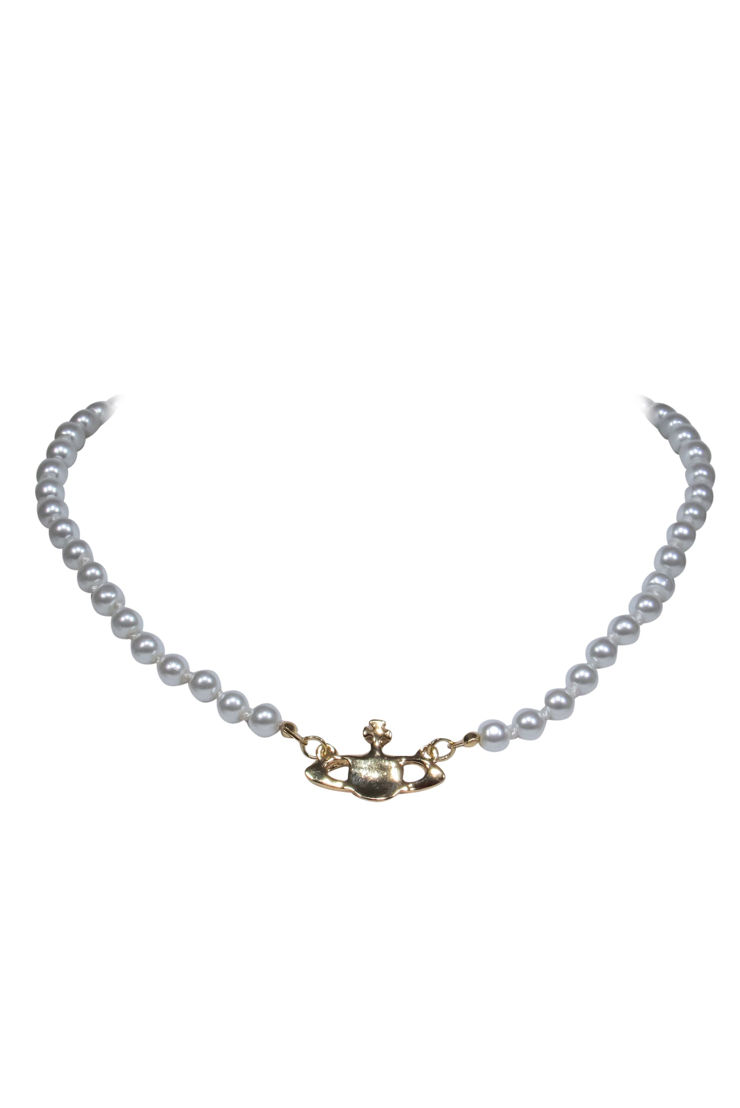 Vivienne Westwood - Glamorous Faux Pearl Choker Necklace with Crystal-Embellished Logo