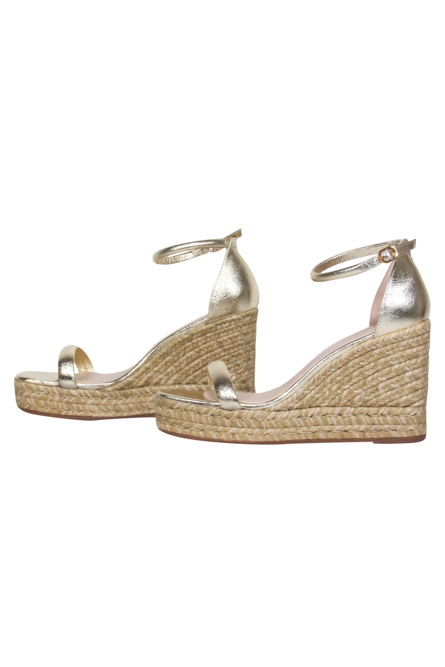 Stuart Weitzman Gold Espadrille Wedge Heels - Size 9.5: Add Glamour Now!
