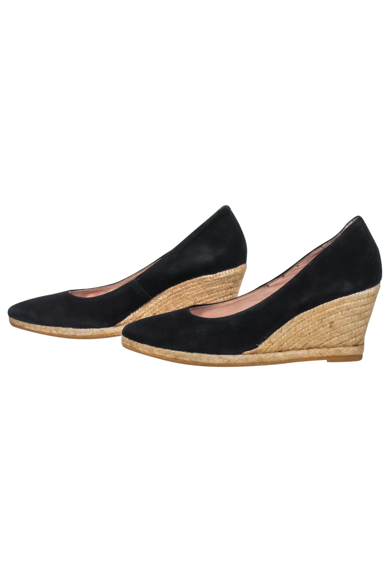 Eric Michael's Stunning Black Suede Espadrille Wedges - Size 7
