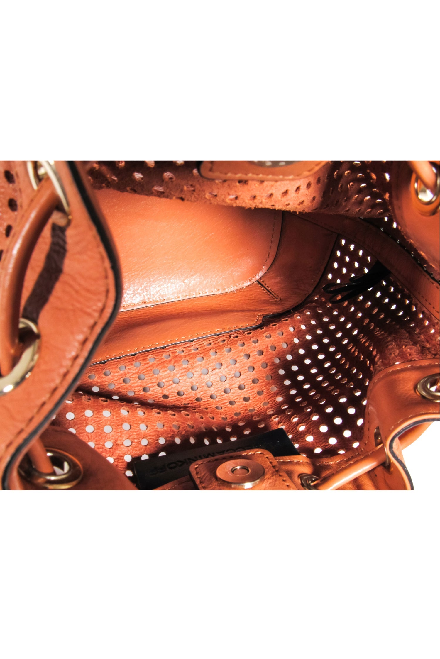 Rebecca Minkoff Tan Perforated Leather Bucket Bag - A Fashionable Essential