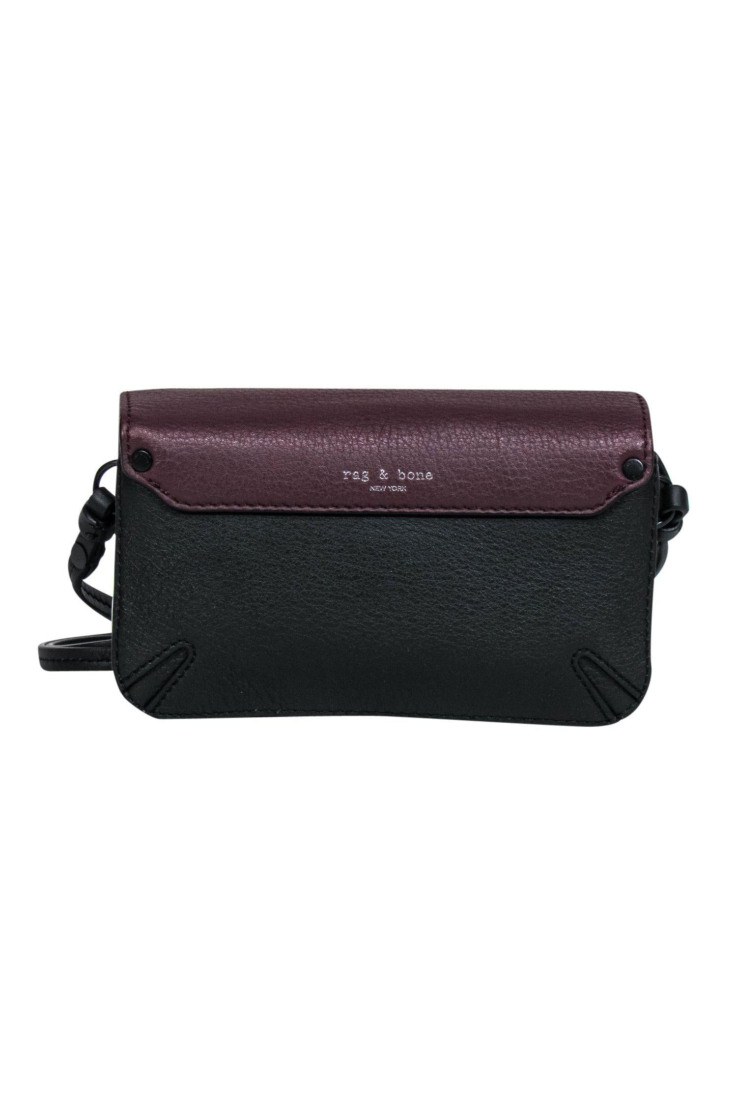 Rag & Bone - Stunning Maroon, Black & White Small Leather Crossbody Bag