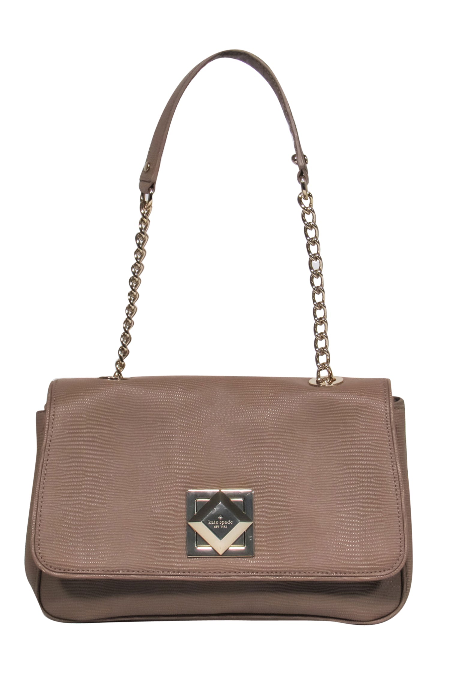 Kate Spade's Stunning Taupe Reptile Textured Leather Shoulder Bag