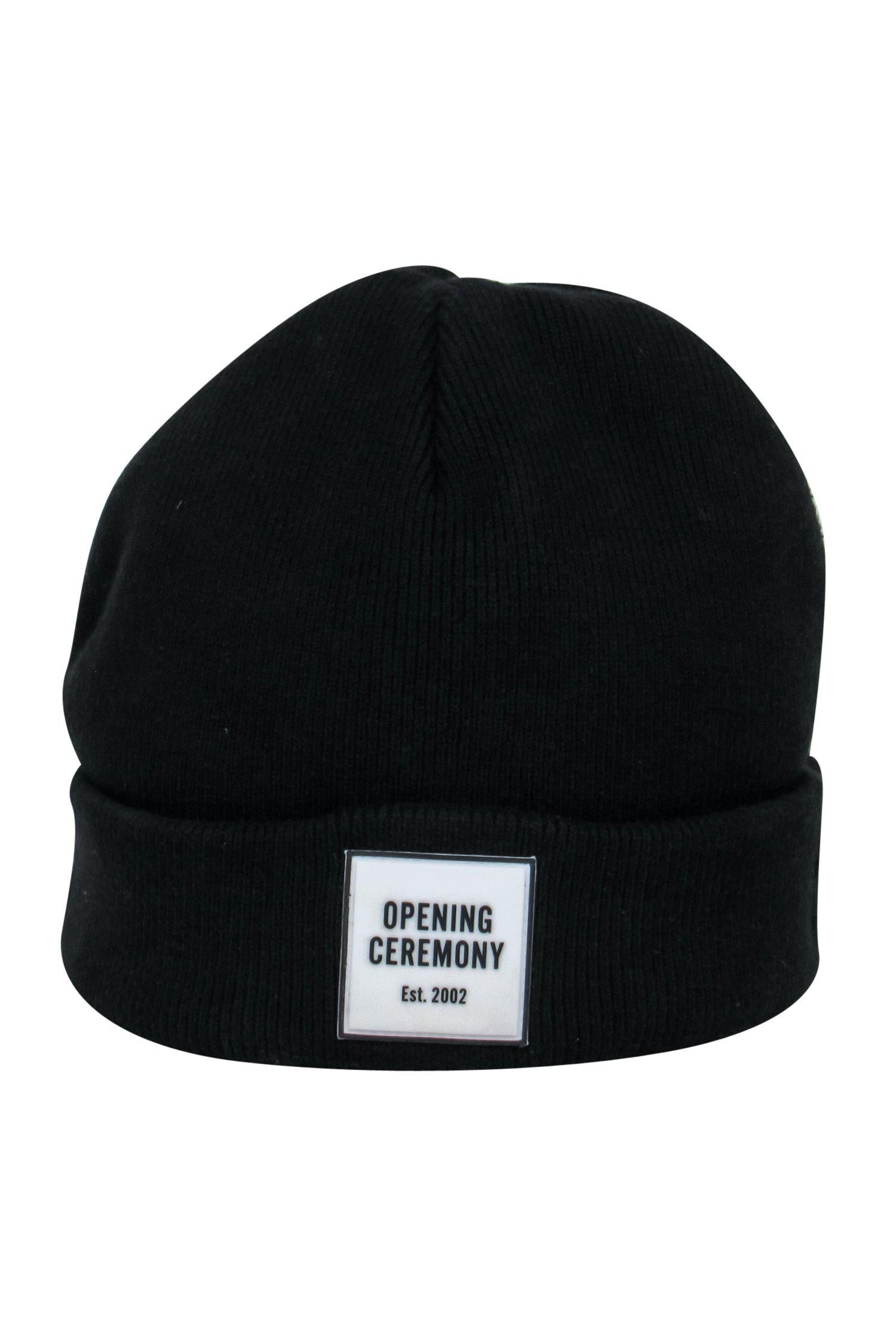 Opening Ceremony - Stylish Black Knit Beanie with Iconic Logo Patch
