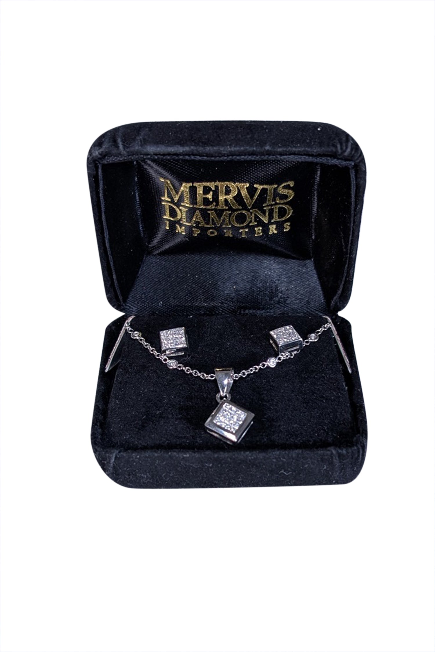 Mervis Diamond Importers - Sparkling White Gold Diamond Necklace & Earring Set