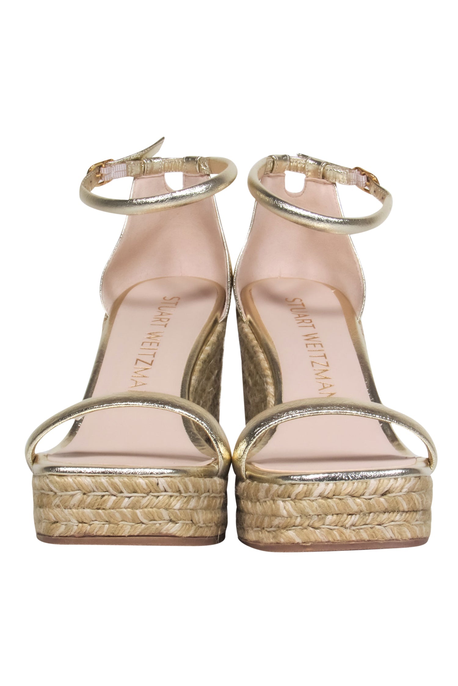 Stuart Weitzman Gold Espadrille Wedge Heels - Size 9.5: Add Glamour Now!
