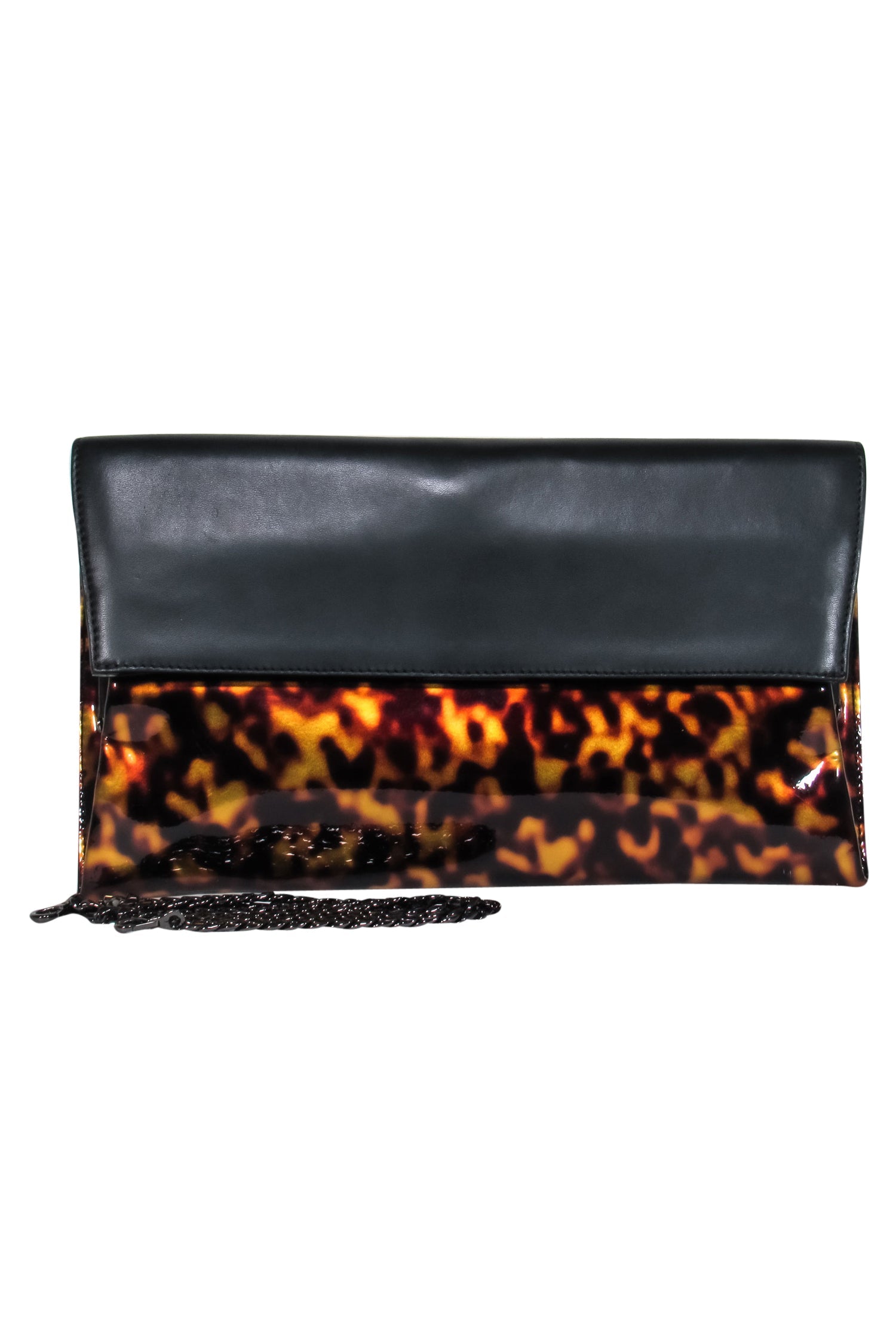 Pour La Victoire - Stylish Leather & Tortoise Shell Print Envelope Shoulder Purse