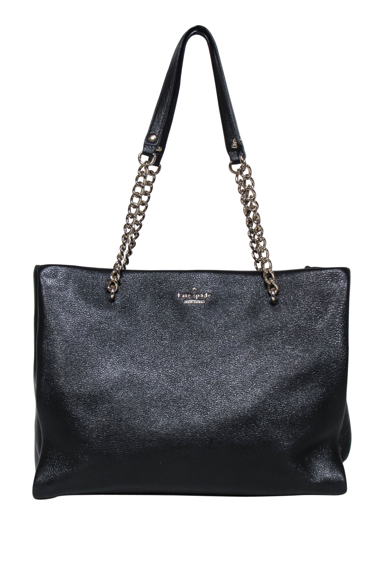 Kate Spade - Stunning Black Leather Large Tote Bag with Chain Straps
