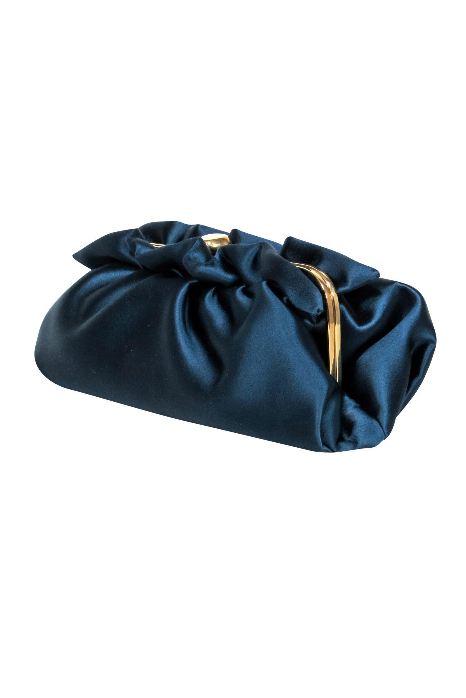 Lafayette 148 - Stunning Dark Teal Ruffle Satin Clutch