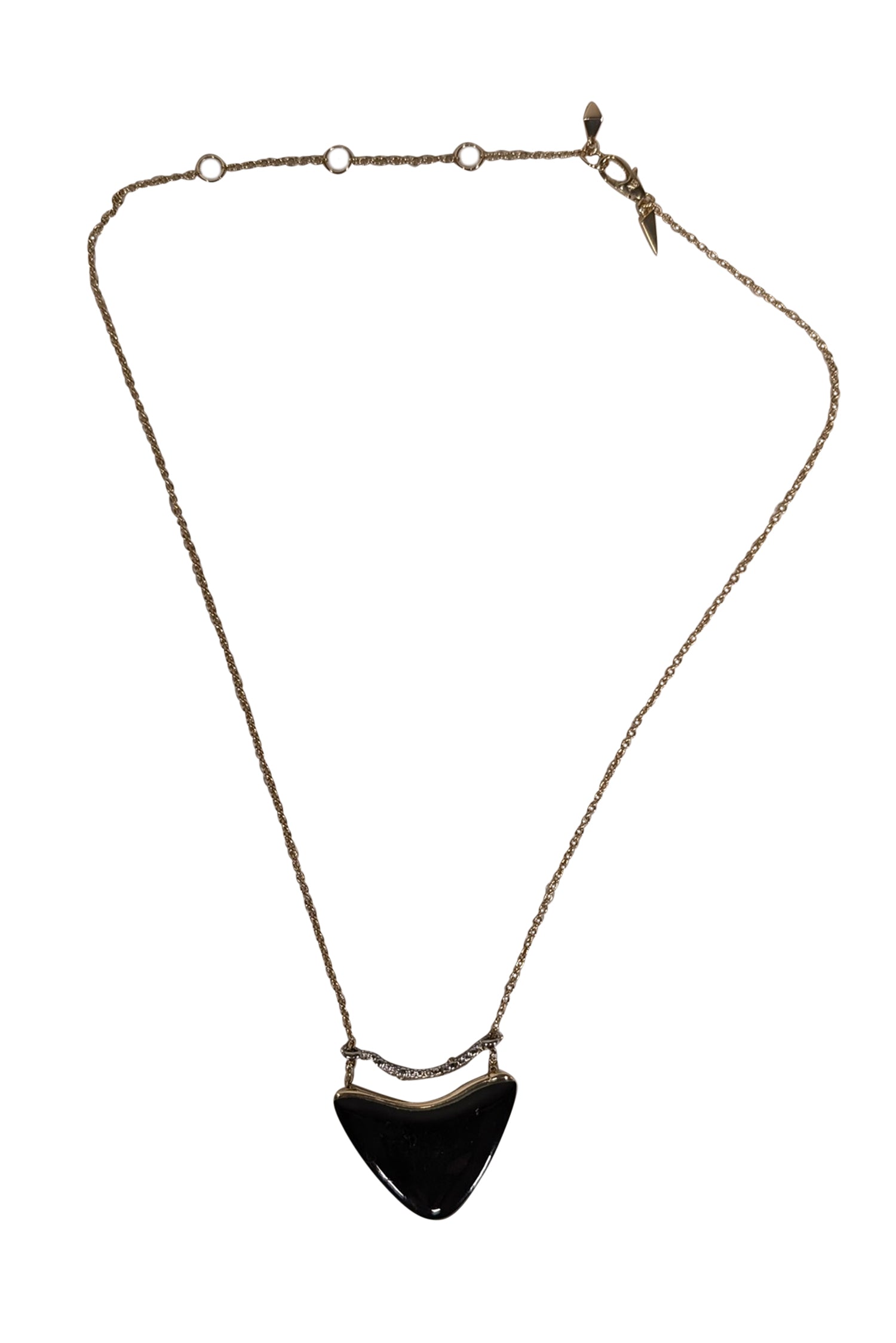 Alexis Bittar's Enchanting Green Lucite Pendant Necklace with Gold Chain