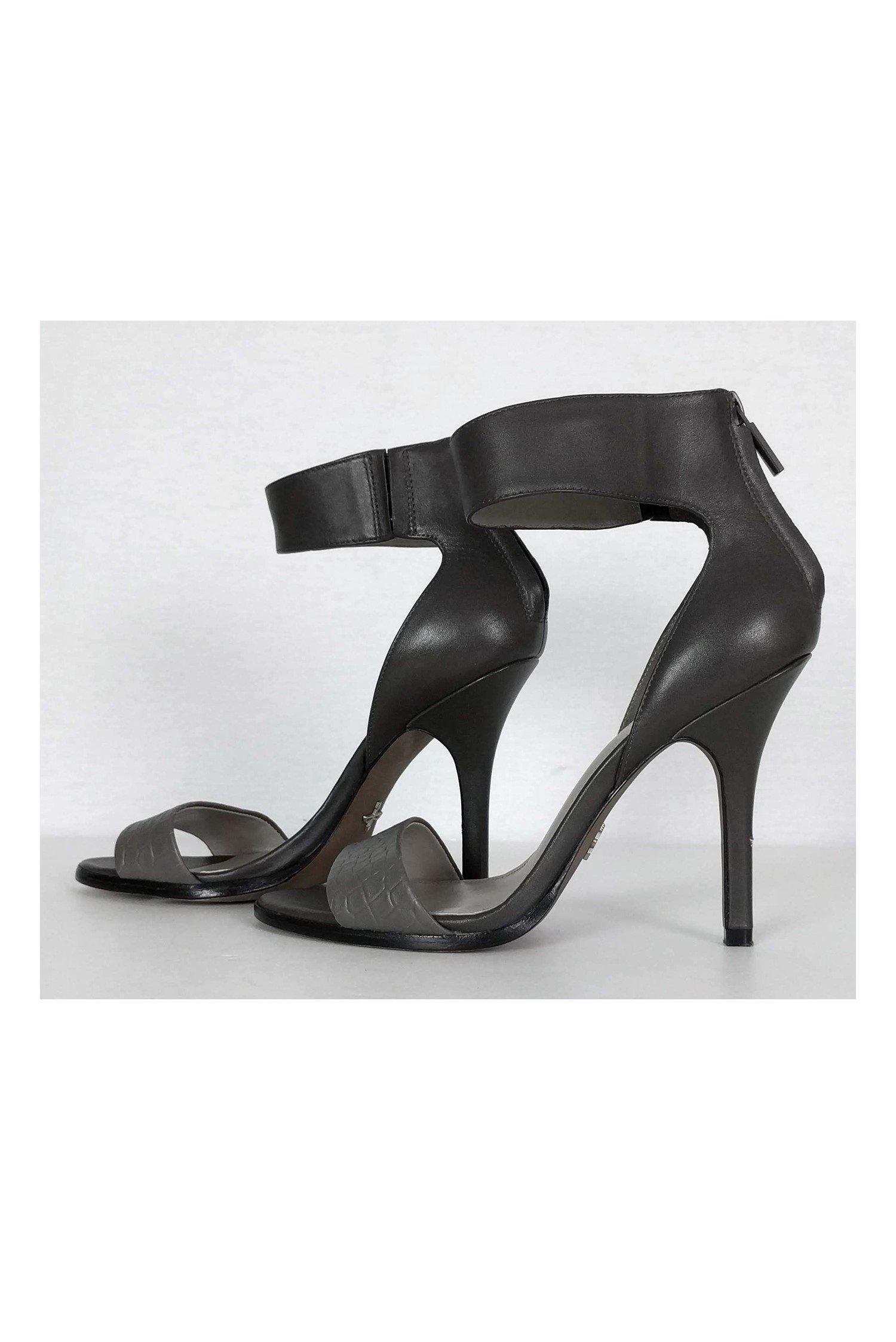 Pour La Victoire - Stunning Grey Embossed Ankle Strap Pumps, Size 8.5