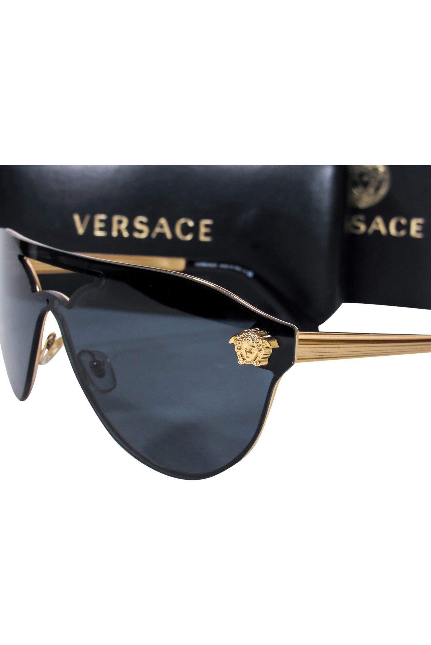 Versace - Stunning Black Shield-Style Aviator Sunglasses