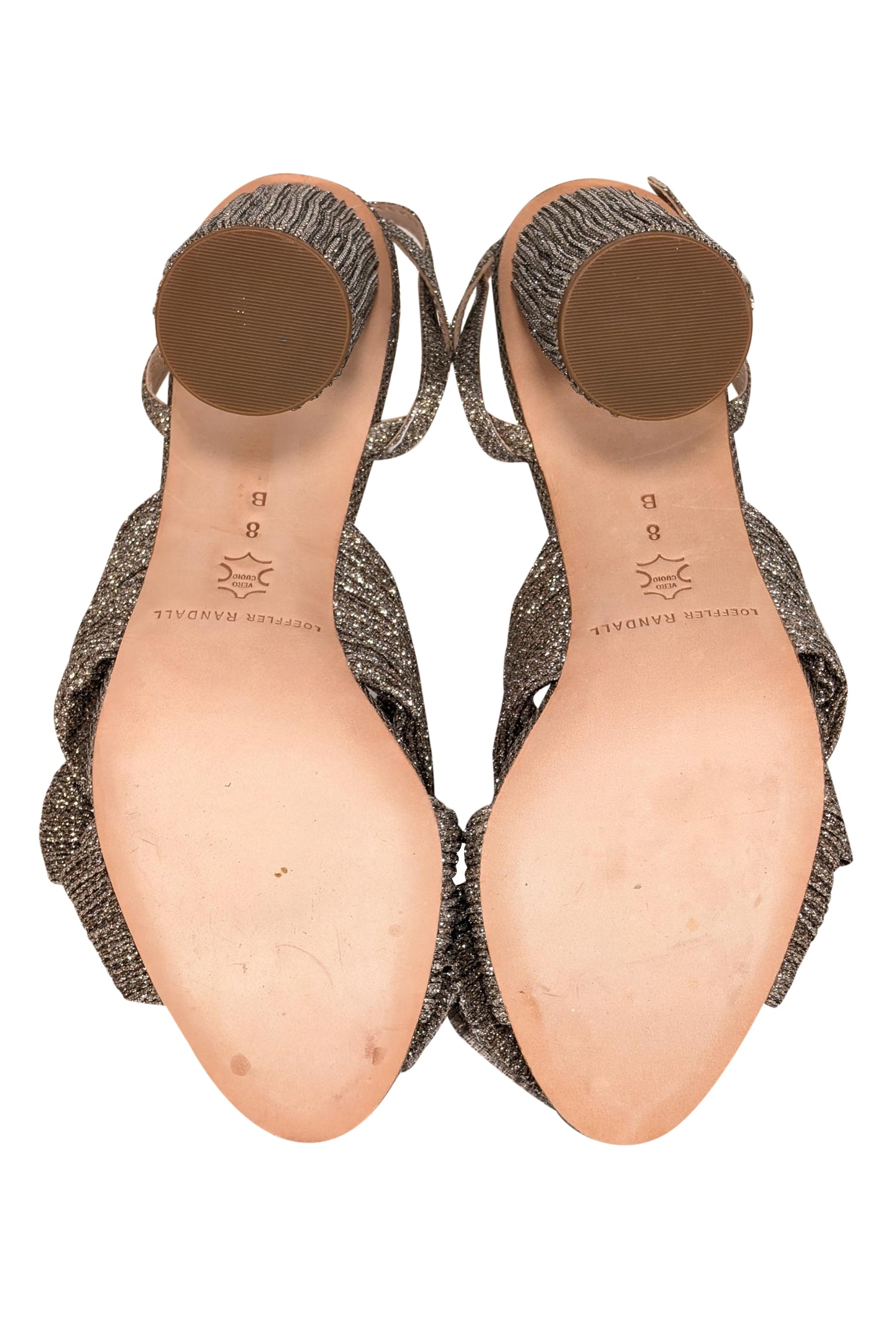 Loeffler Randall - Glamorous Champagne Gold Camellia Pleated Bow Open Toe Heels, Size 8