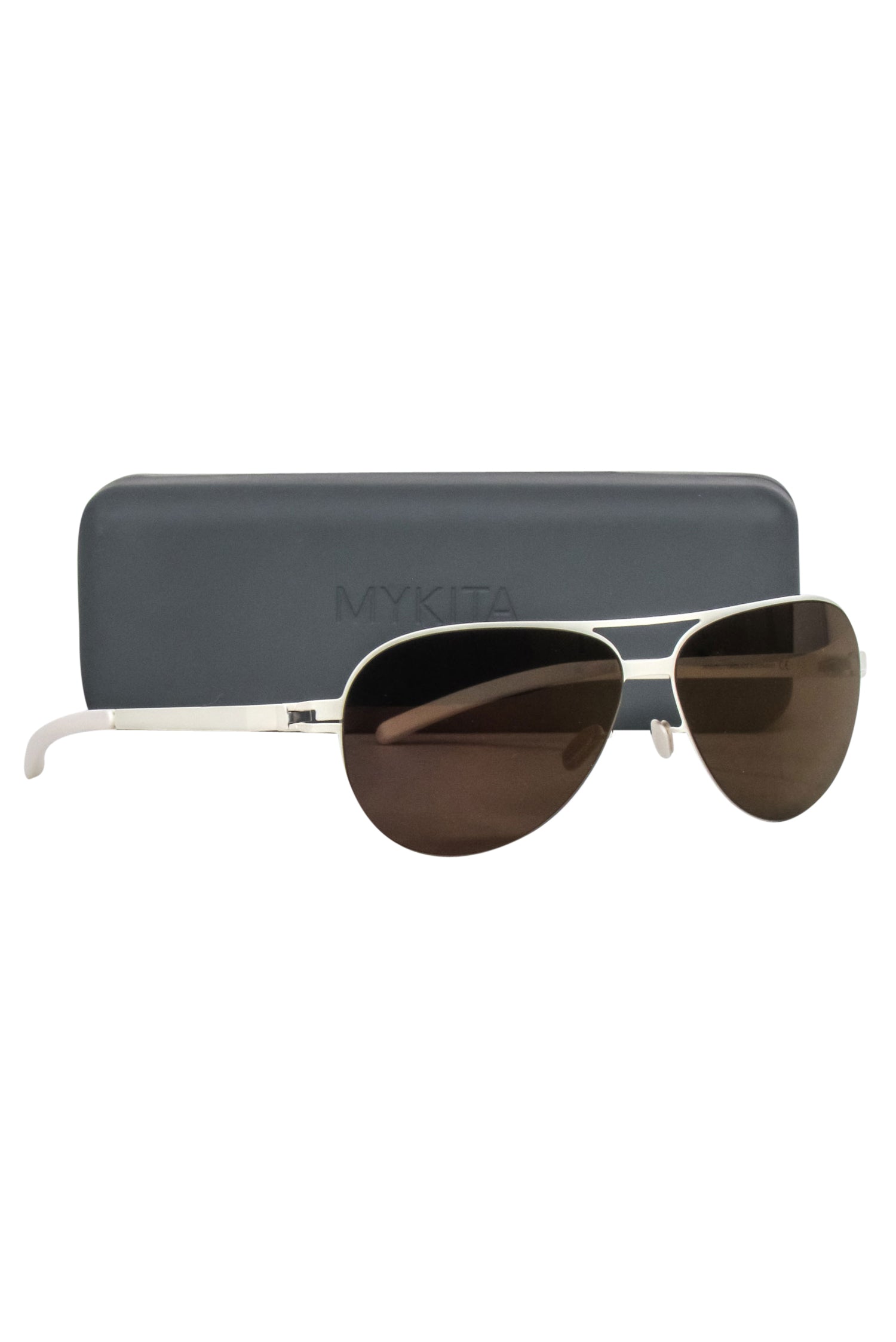 Mykita Ivory Aviator Sunglasses with Bronze Reflective Lenses