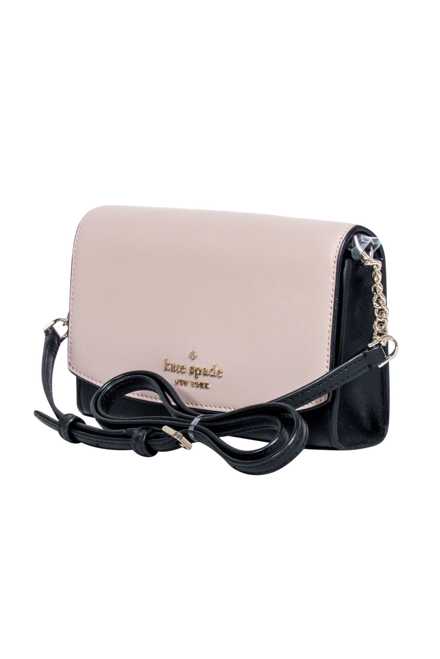 Kate Spade - Chic Beige & Black Saffiano Leather Mini Crossbody Bag