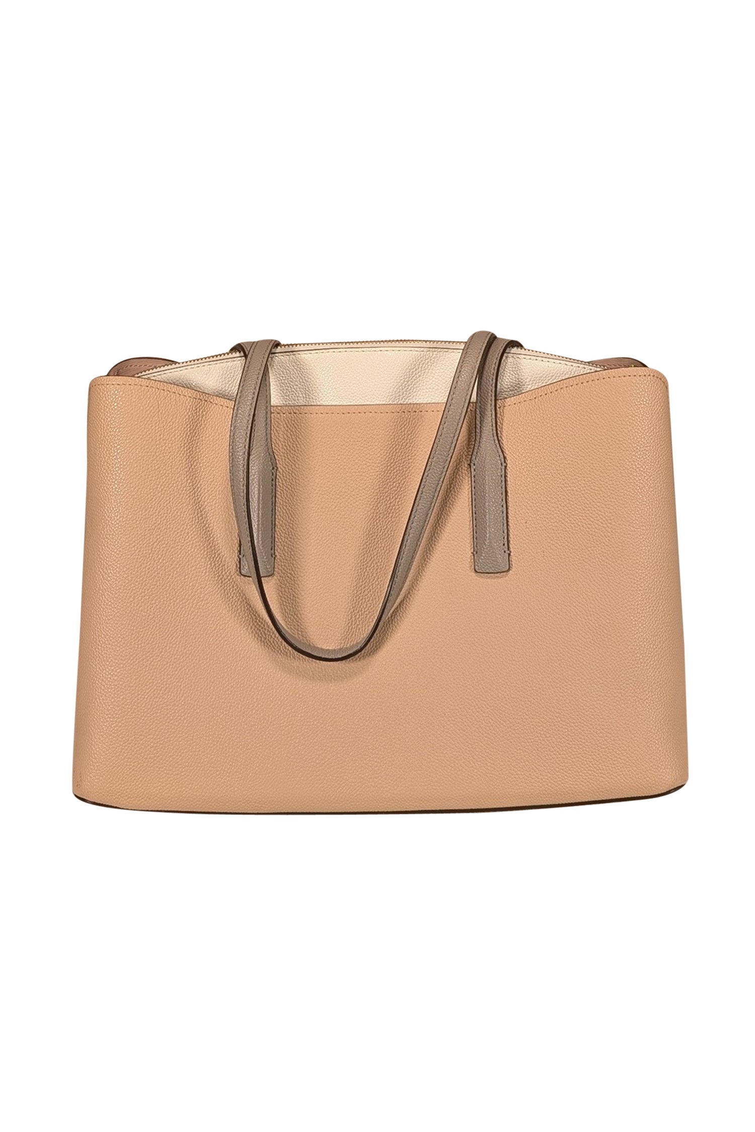Kate Spade Elegant Beige, White & Grey Leather Large Tote Bag
