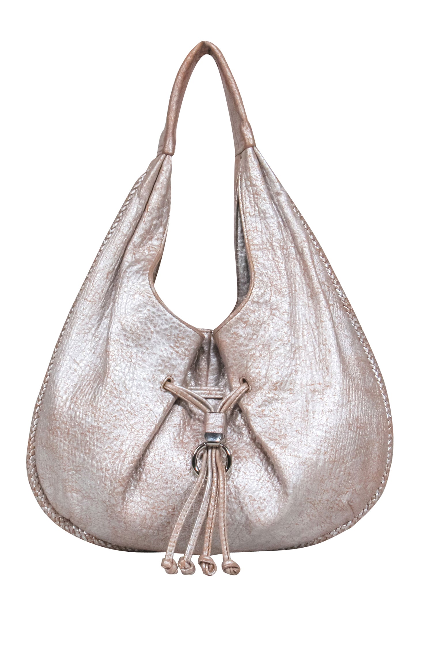 Cole Haan Beige Metallic Glam Leather Shoulder Bag