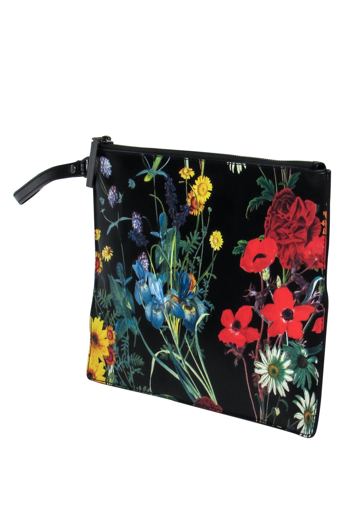 Alice & Olivia - Stunning Black & Multicolor Floral Print Zippered Clutch