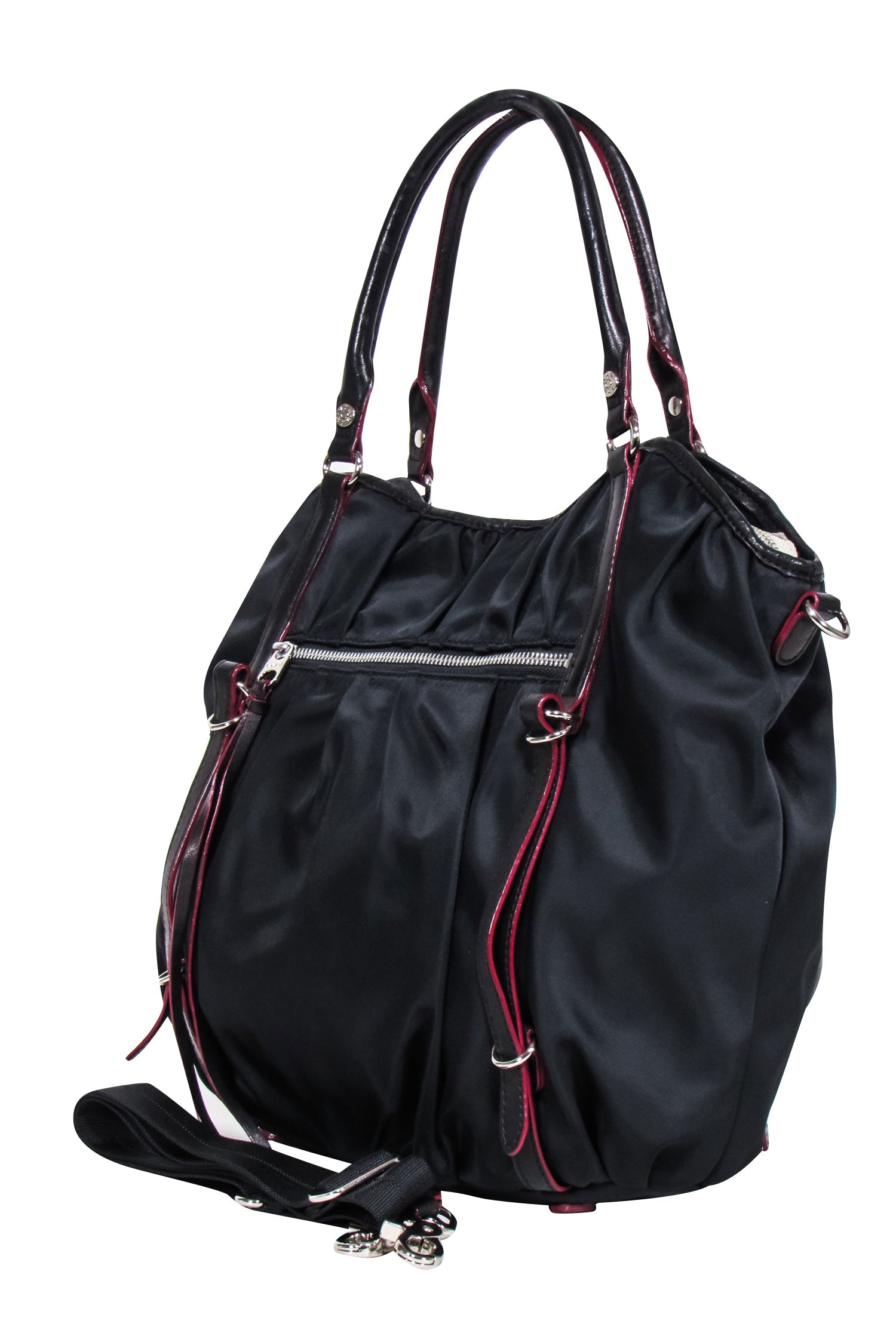 MZ Wallace - Stylish Black Nylon Satchel Bag with Detachable Strap