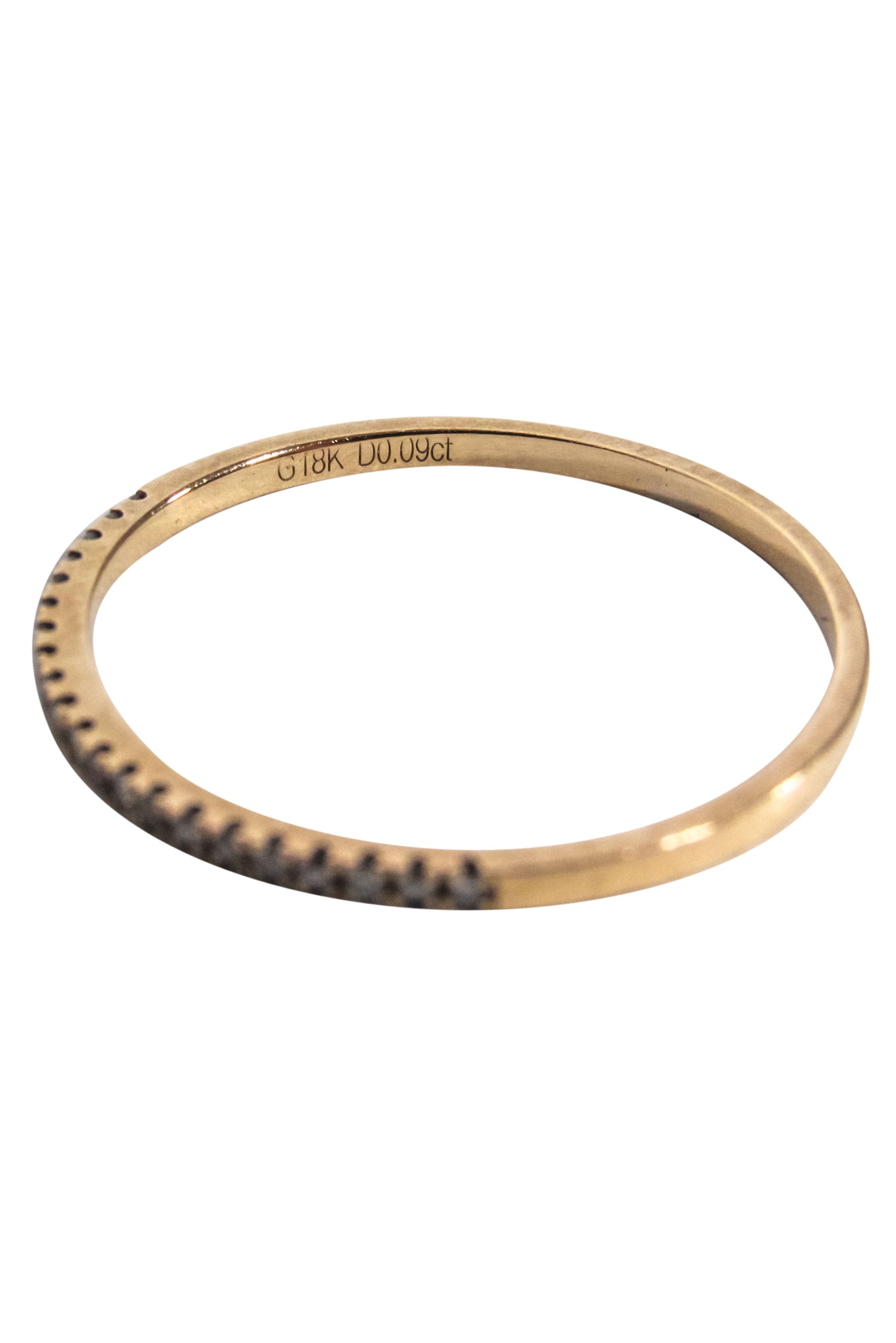 Gorgeous Vintage 18k Gold Thin Band Ring with 0.09 ct Diamonds - Size 5