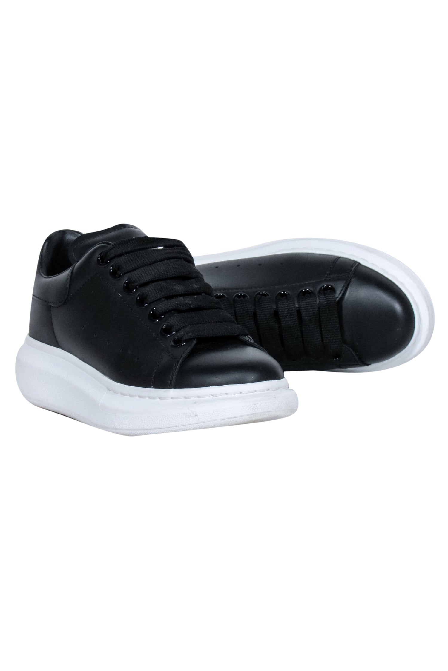 Alexander McQueen's Stunning Black Leather Lace - Up Sneakers in Size 6.5
