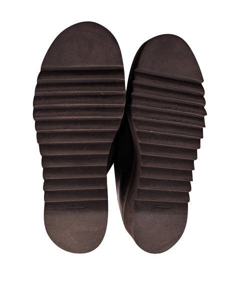 Ferragamo Black Leather Euripilo Platform Loafers - Size 10.5 - Stylish & Quirky!