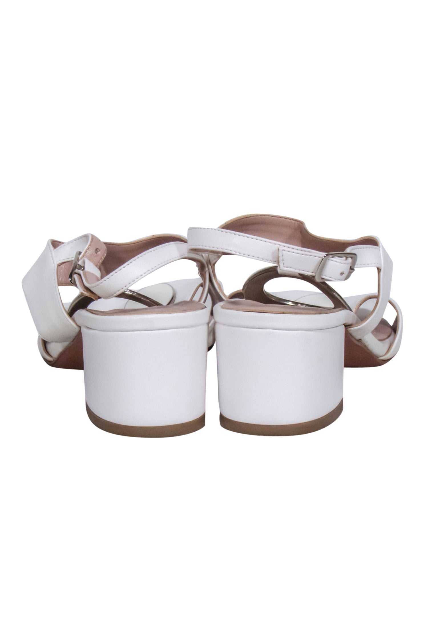 Bally's Charming White Leather O - Ring Strappy Sandals, Size 7