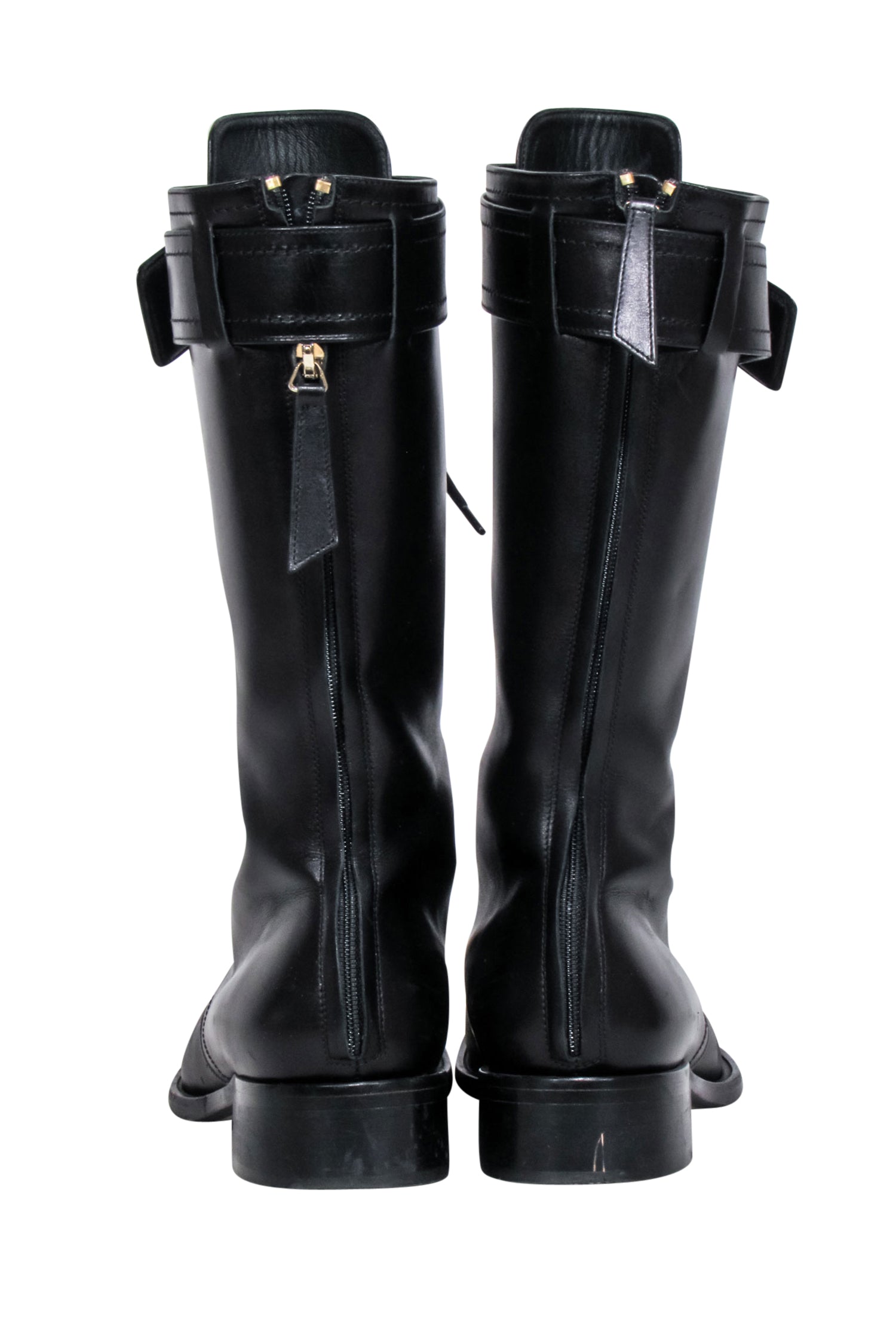 Tamara Mellon's Stunning Black Leather Tall Combat Boots - Size 9