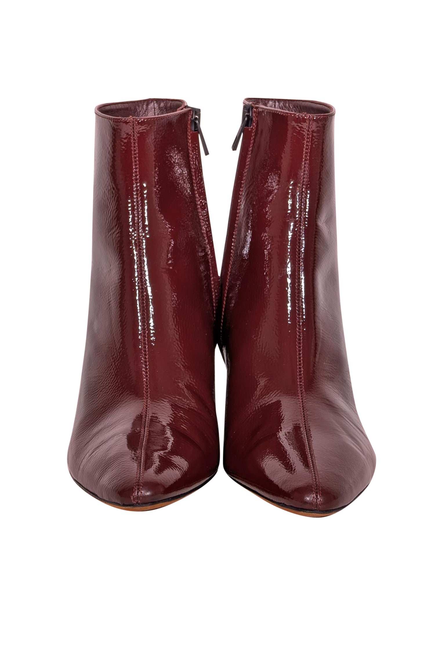 Vince 'Charli' Red Wine Patent Leather Short Boots - Size 8.5