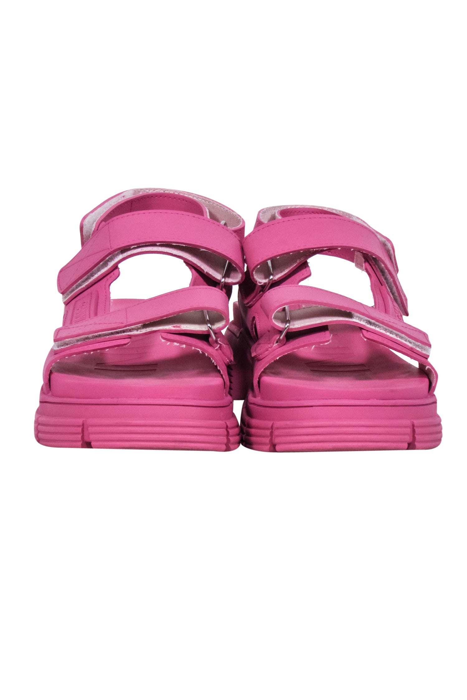 Ganni - Vibrant Pink Chunky Rubber Strappy Sandals - Size 9