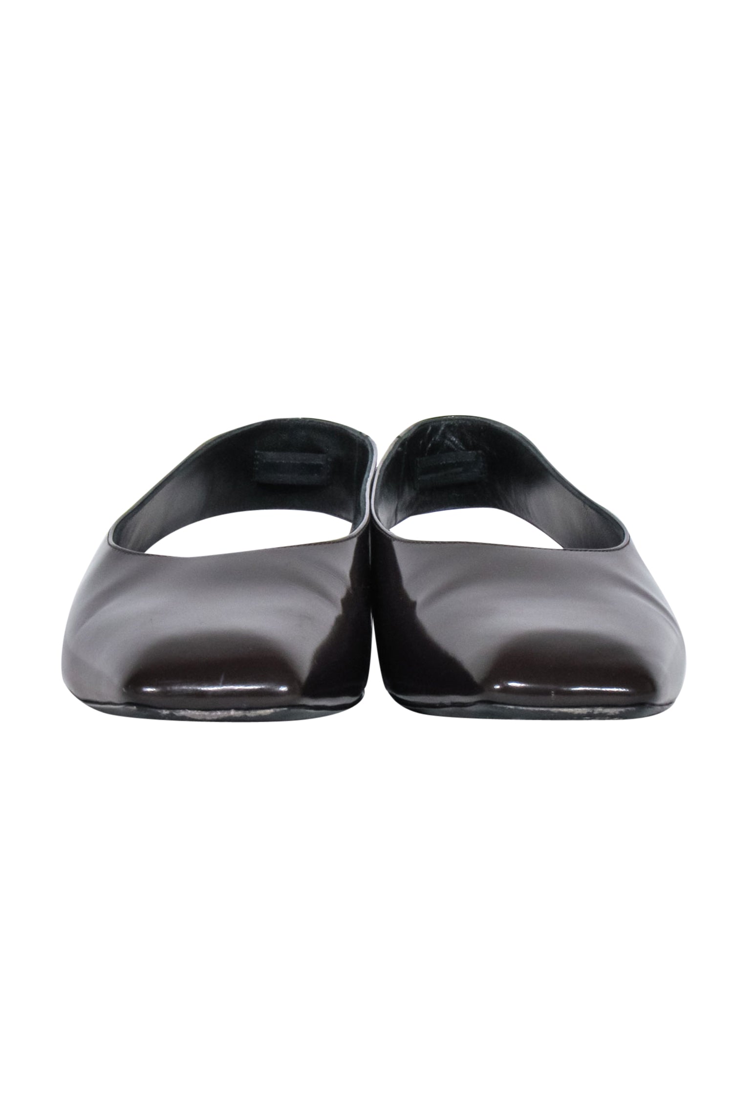 The Row - Stylish Espresso Brown Leather Square Toe Sling Back Flats in Size 9