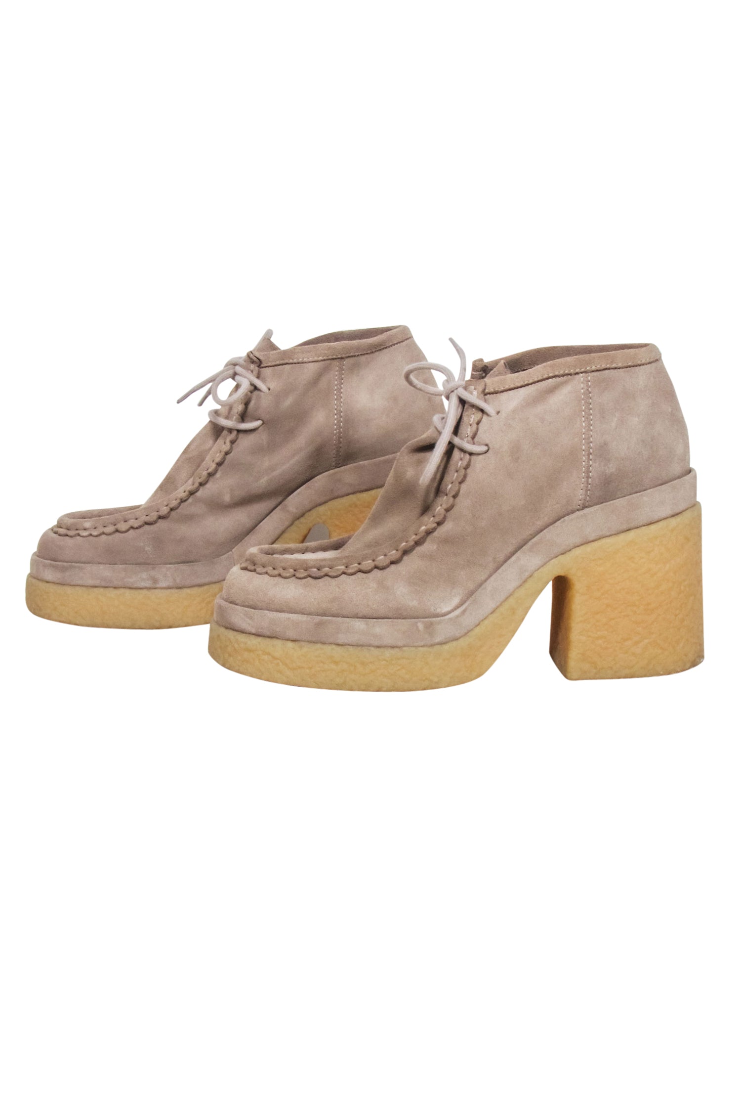 Chloe Beige Suede Platform Booties - Size 10: Fashion Forward!