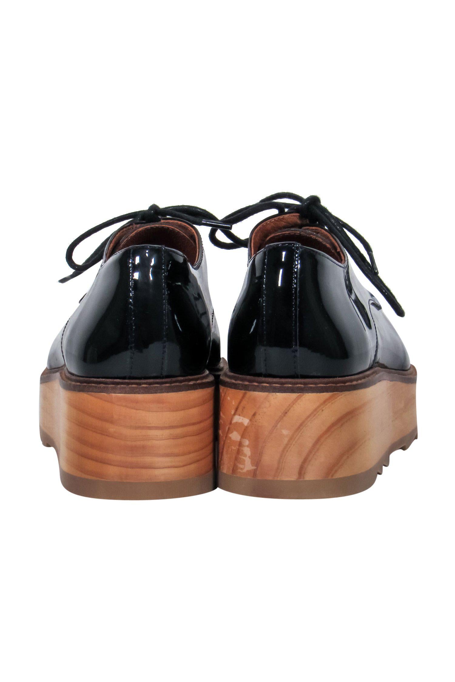 Whistles Dark Navy Patent Platform Oxfords - Size 7 - Stylish and Comfortable