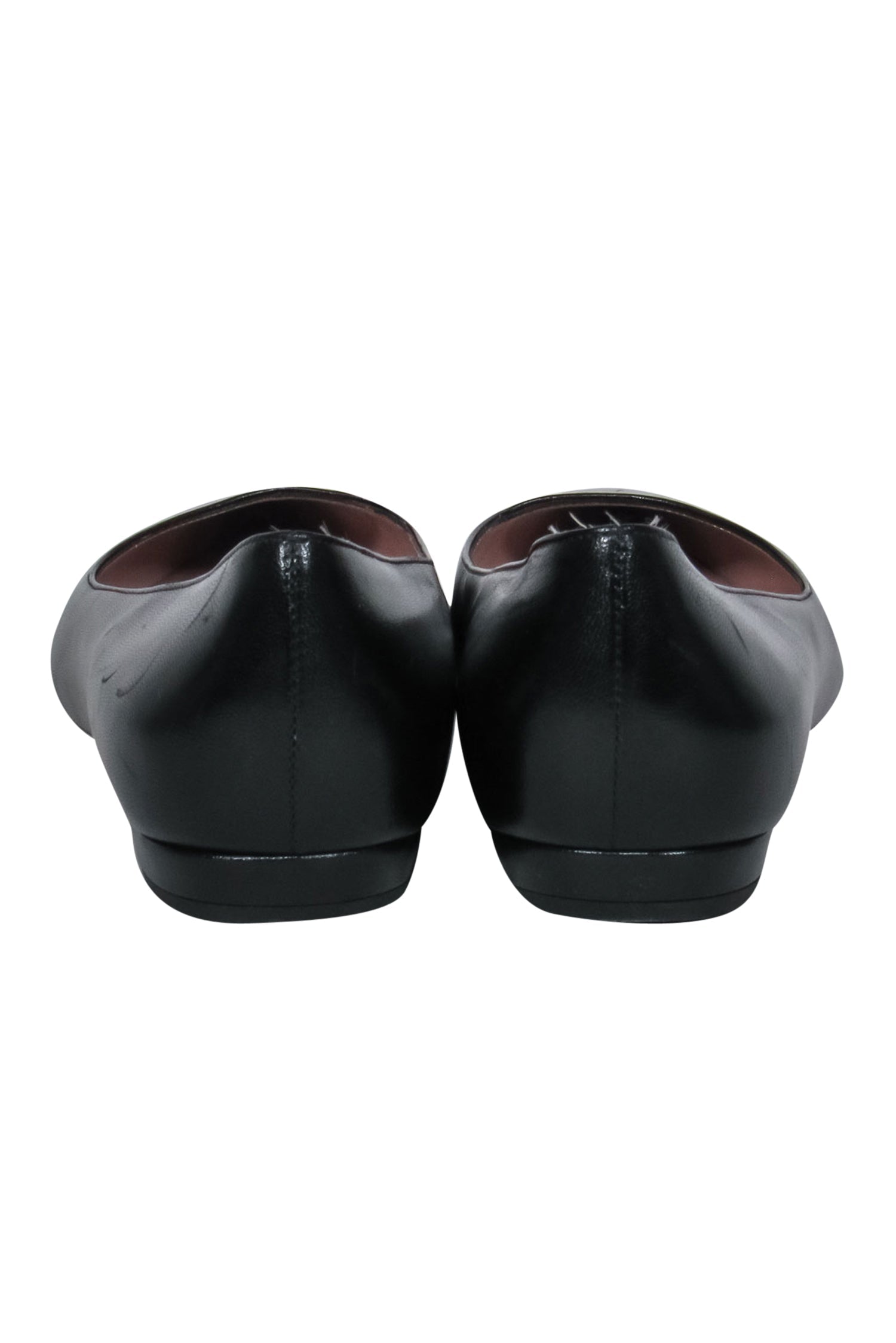 Giorgio Armani's Black Smooth Leather Pointed Toe Flats - Size 7.5: Timeless Elegance!
