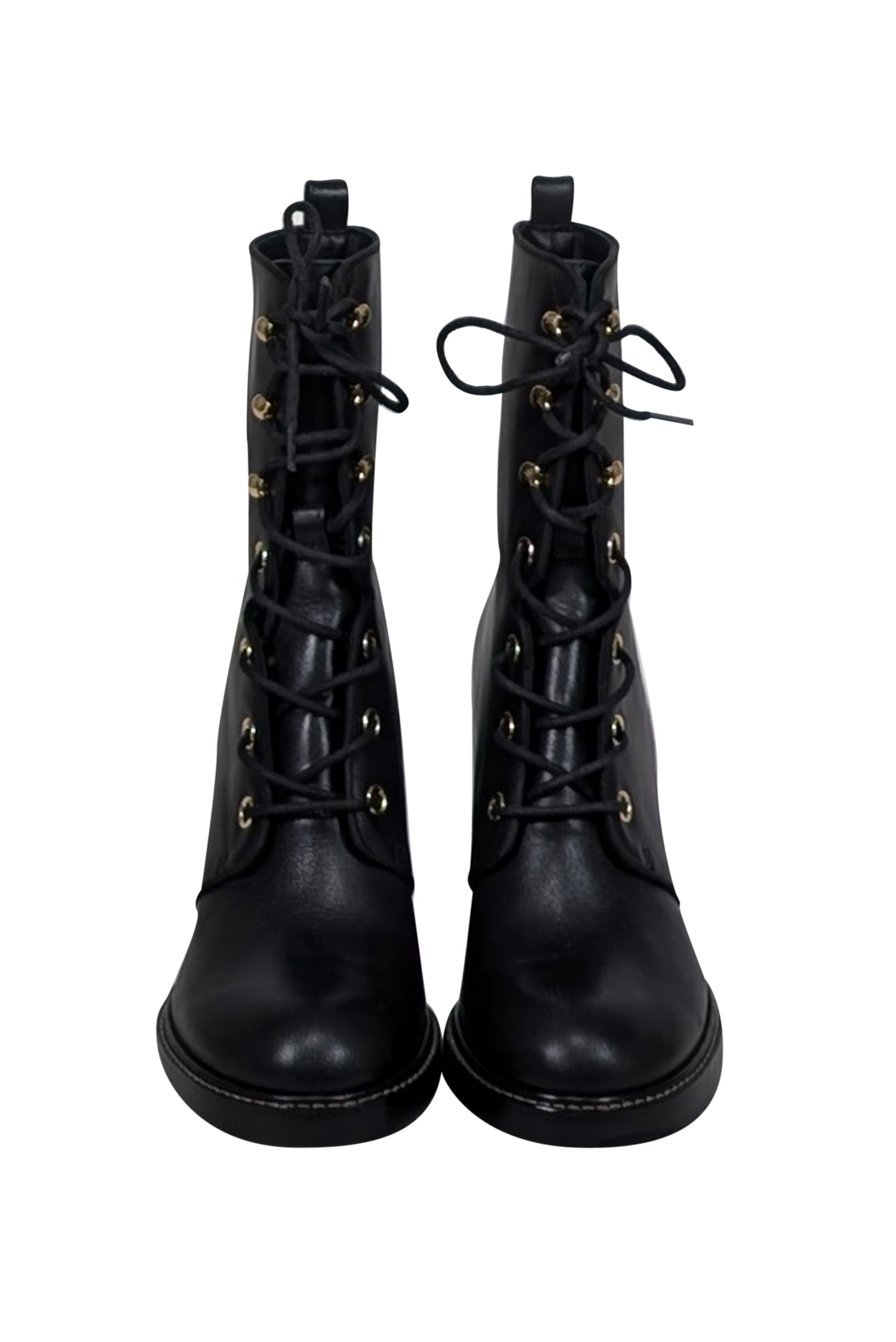 Stuart Weitzman - Stylish Black Leather Cassey Lace - Up Boots, Size 7