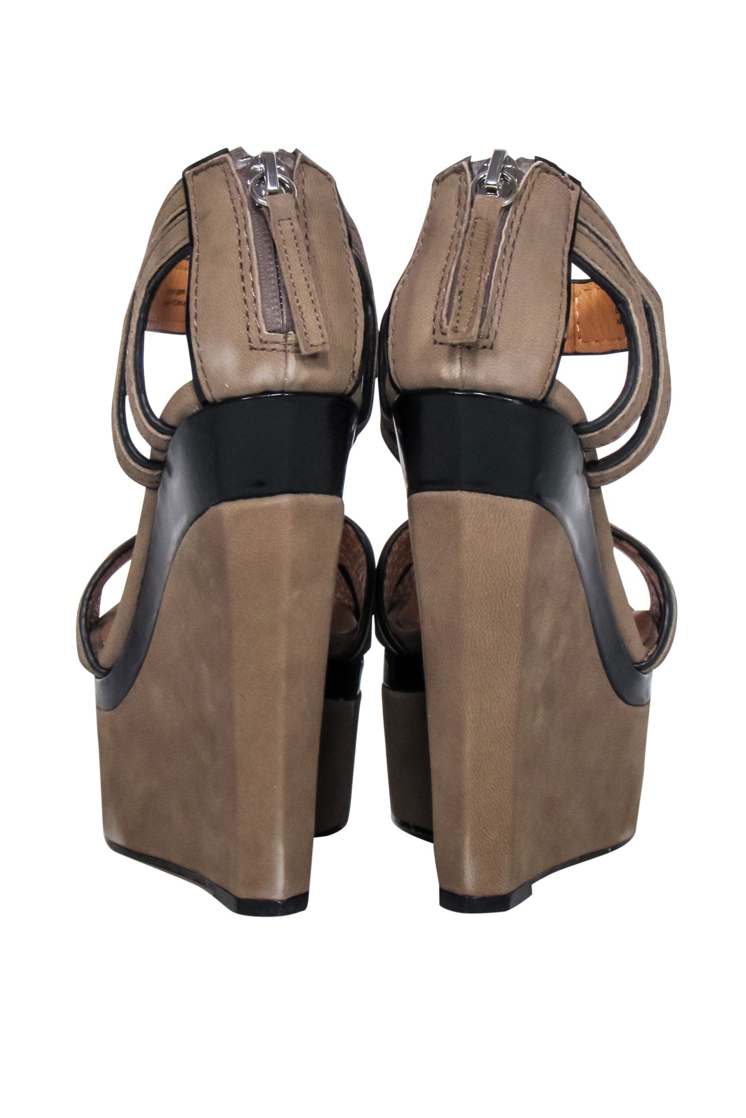 L.A.M.B. Beige & Black Strapped Platform Wedges - Size 6: Unleash Your Inner Rebel!