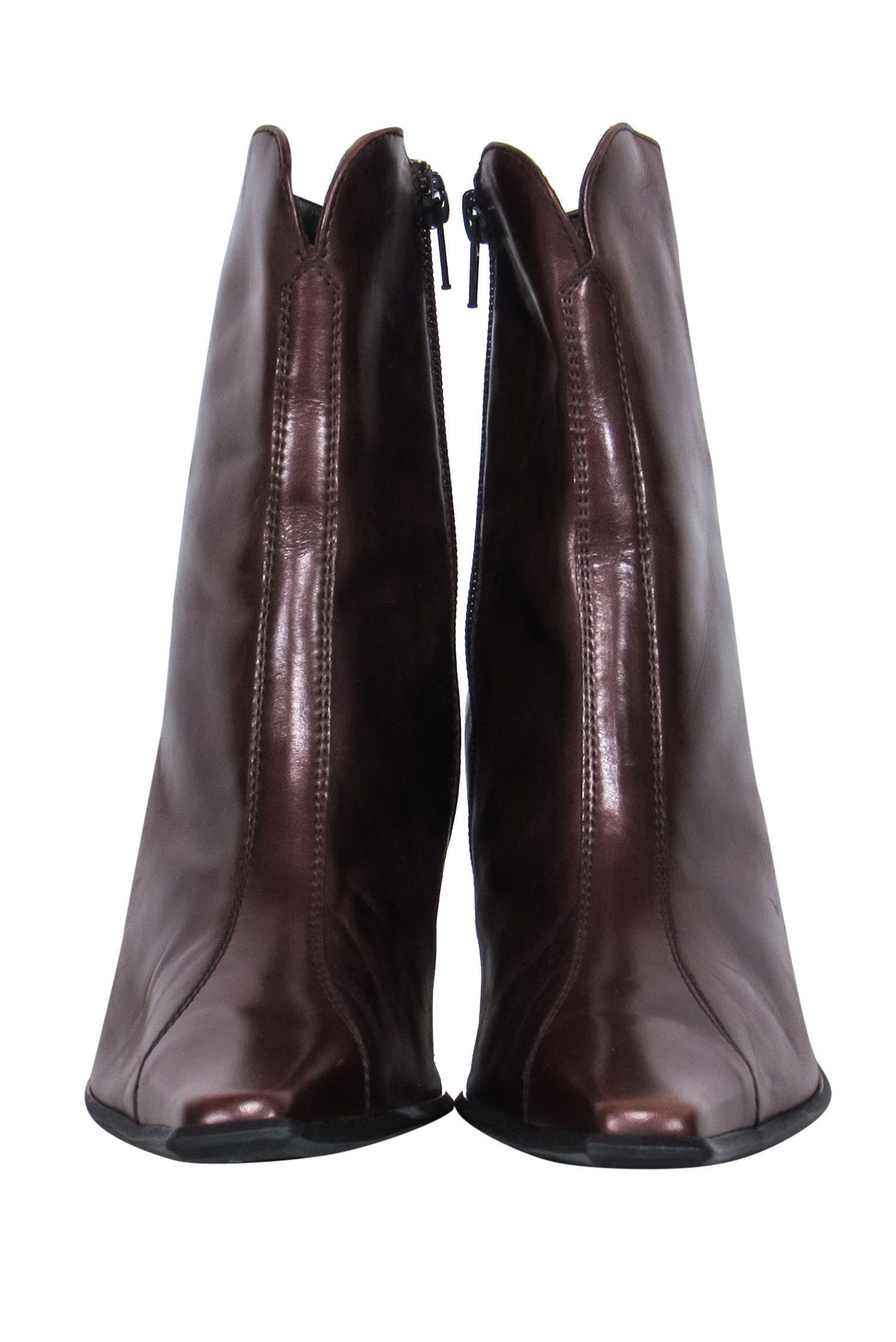 Paul Green Brown Leather Square Toe Heeled Booties - Size 7.5 - Fall Fashion Must-Have