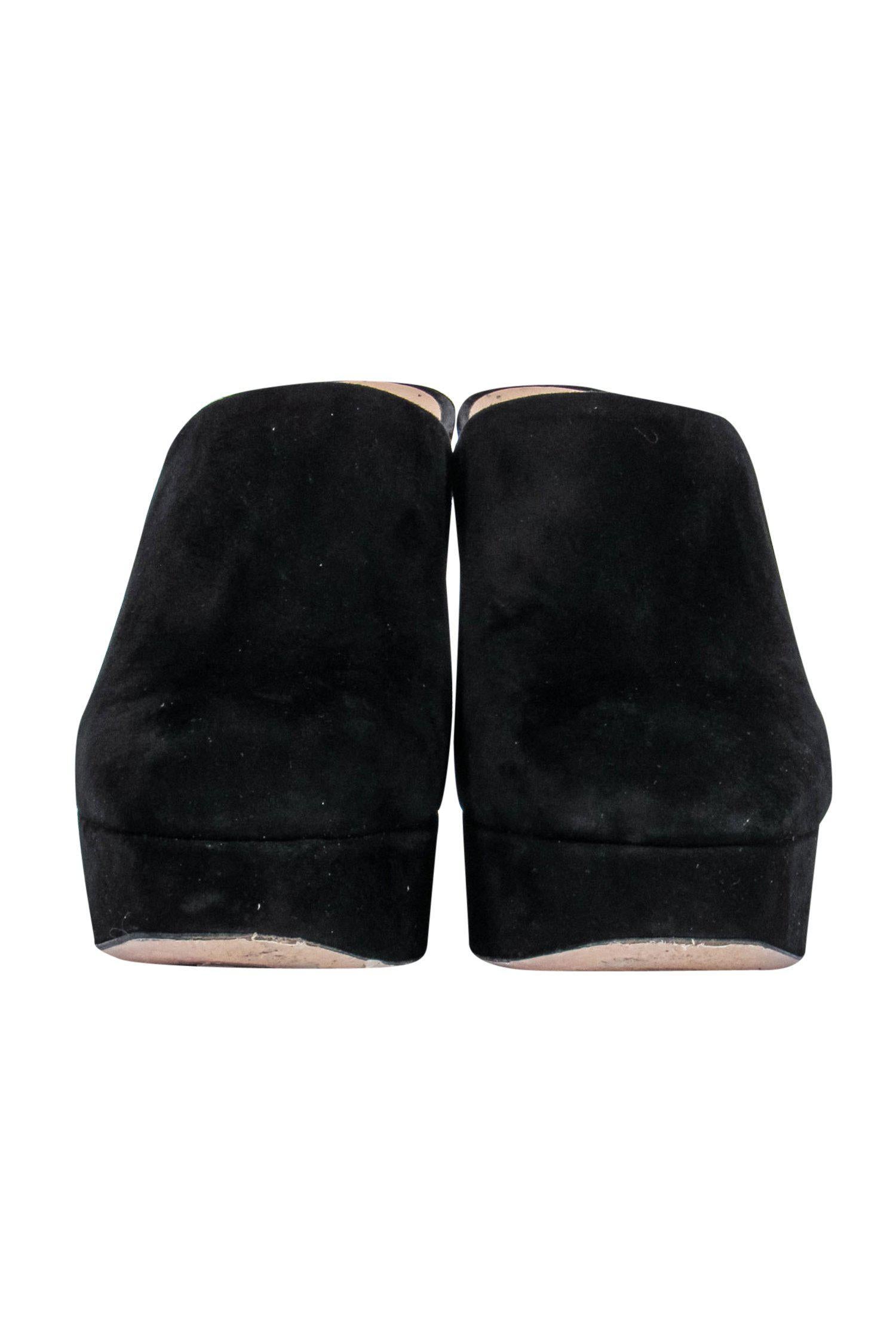 Tamara Mellon's Stunning Black Suede Heeled Mules - Size 6.5