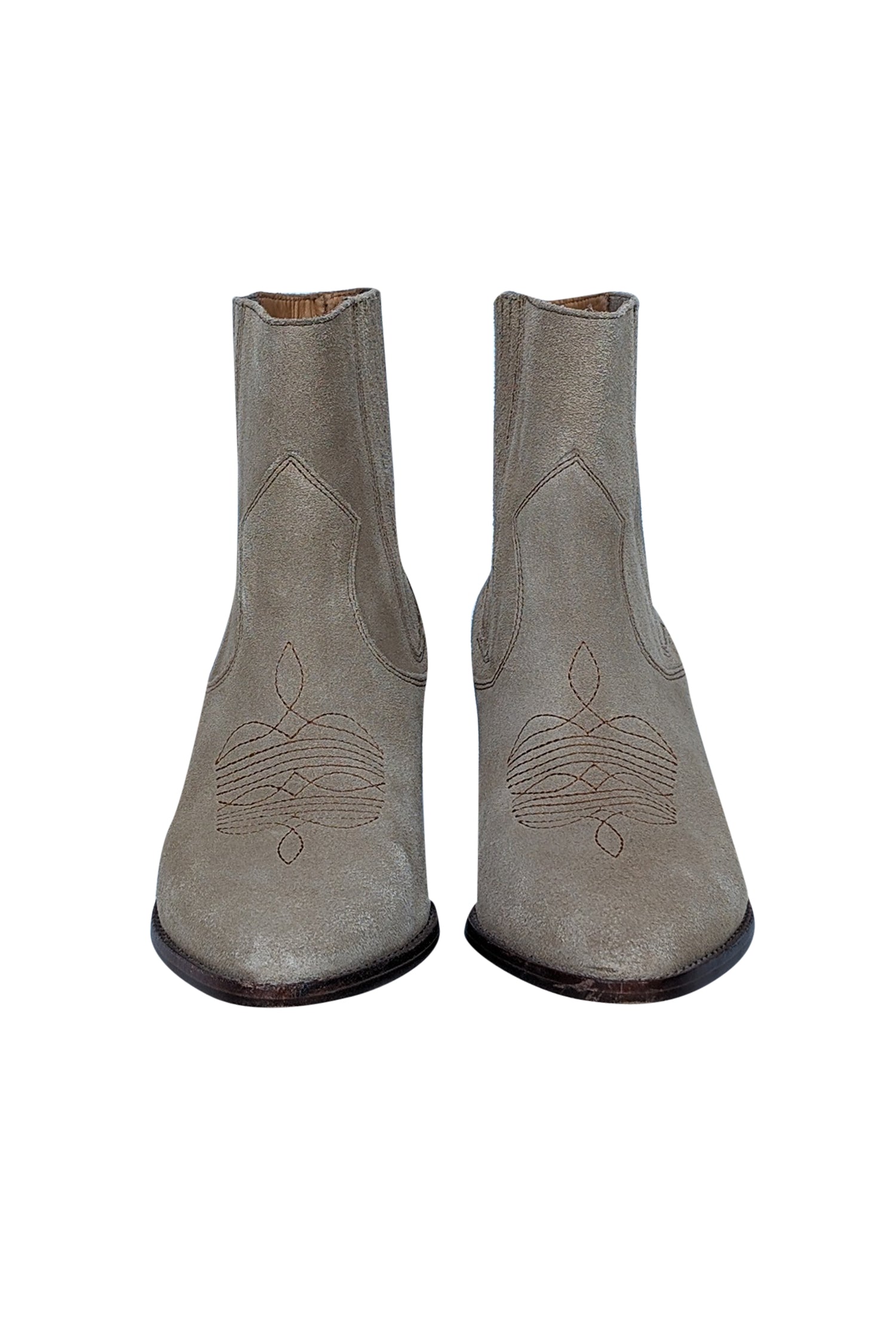 Zadig & Voltaire Beige Suede Western Short Boots - Size 8