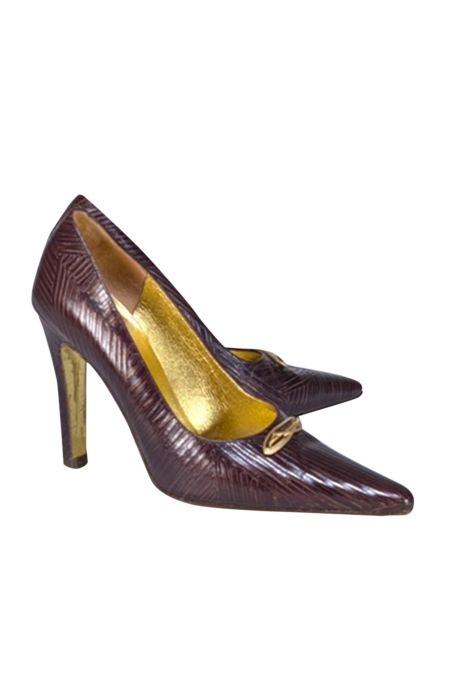 Christian LaCroix Brown Textured Leather Pumps - Size 8, Vintage Office Chic