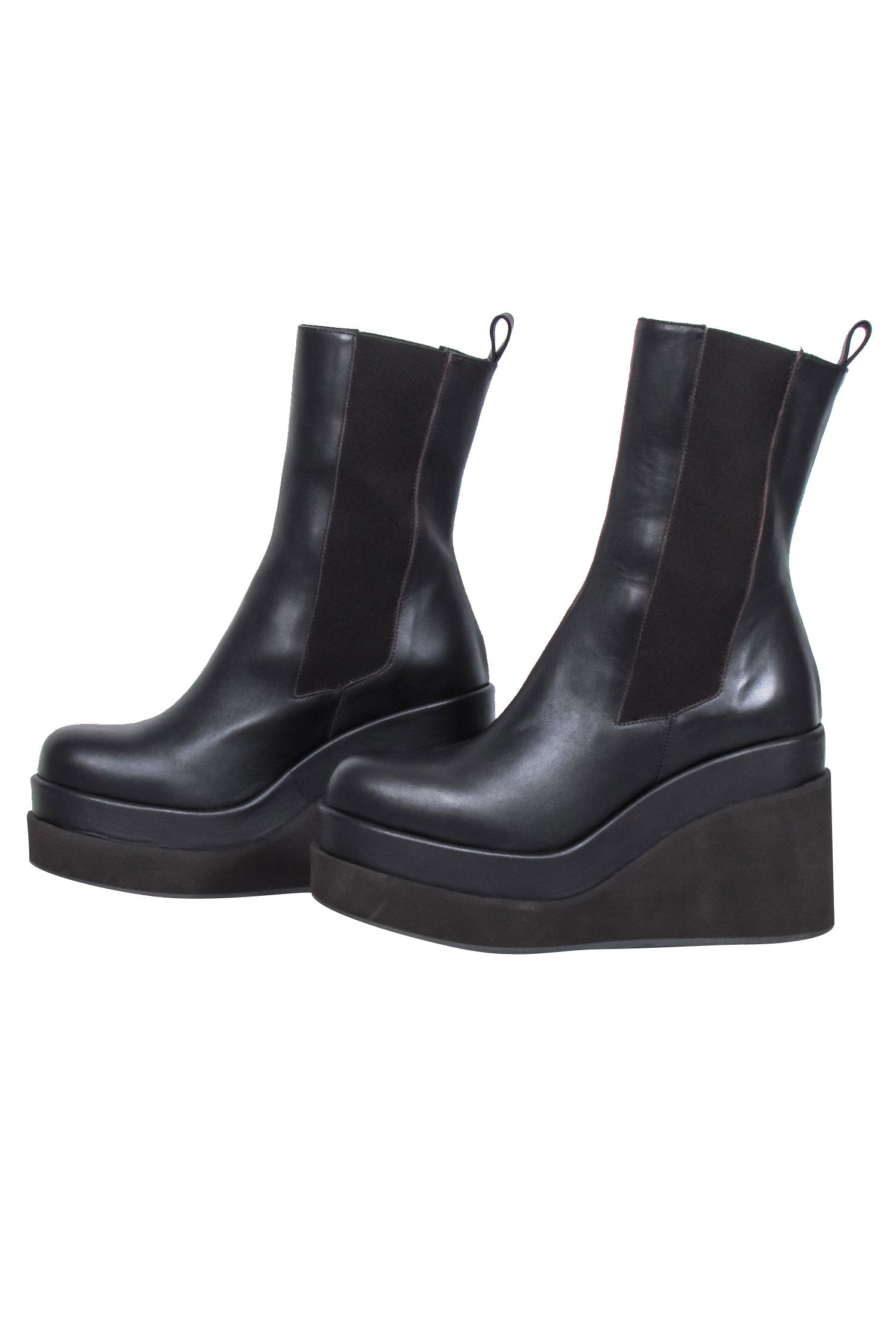 Paloma Barcelo Espresso Brown Leather Platform Boots - Size 8.5 - Chic Fall Essential