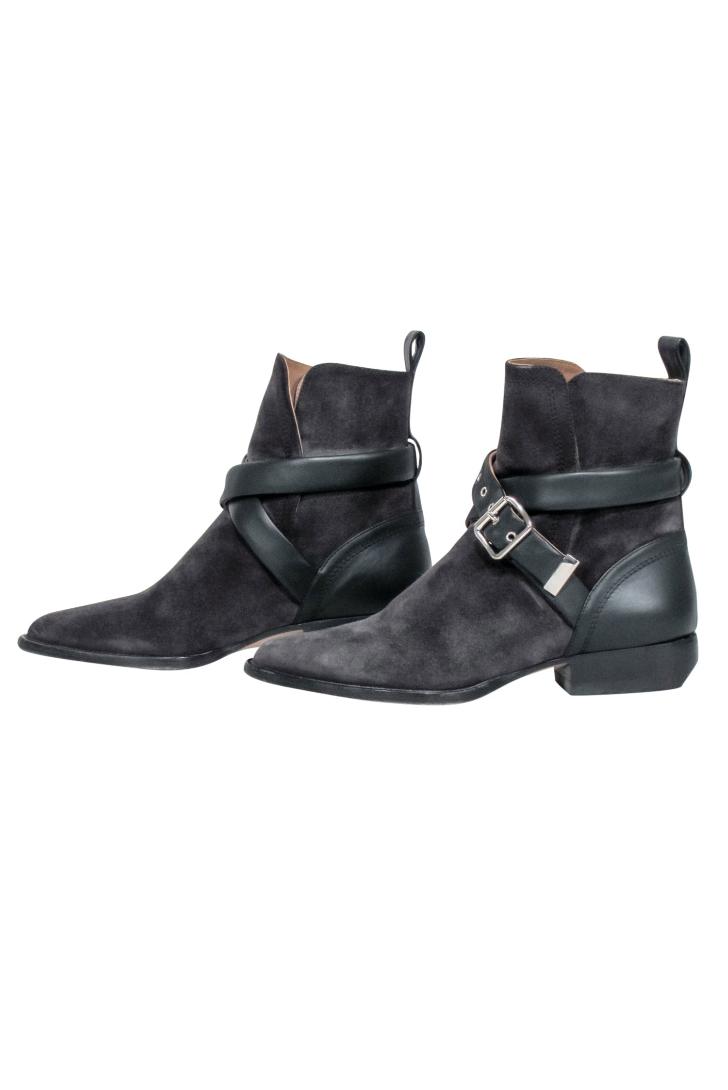 Chloe's Grey Suede Rylee Strap Booties - Size 8: Fall Fashion Must-Haves!