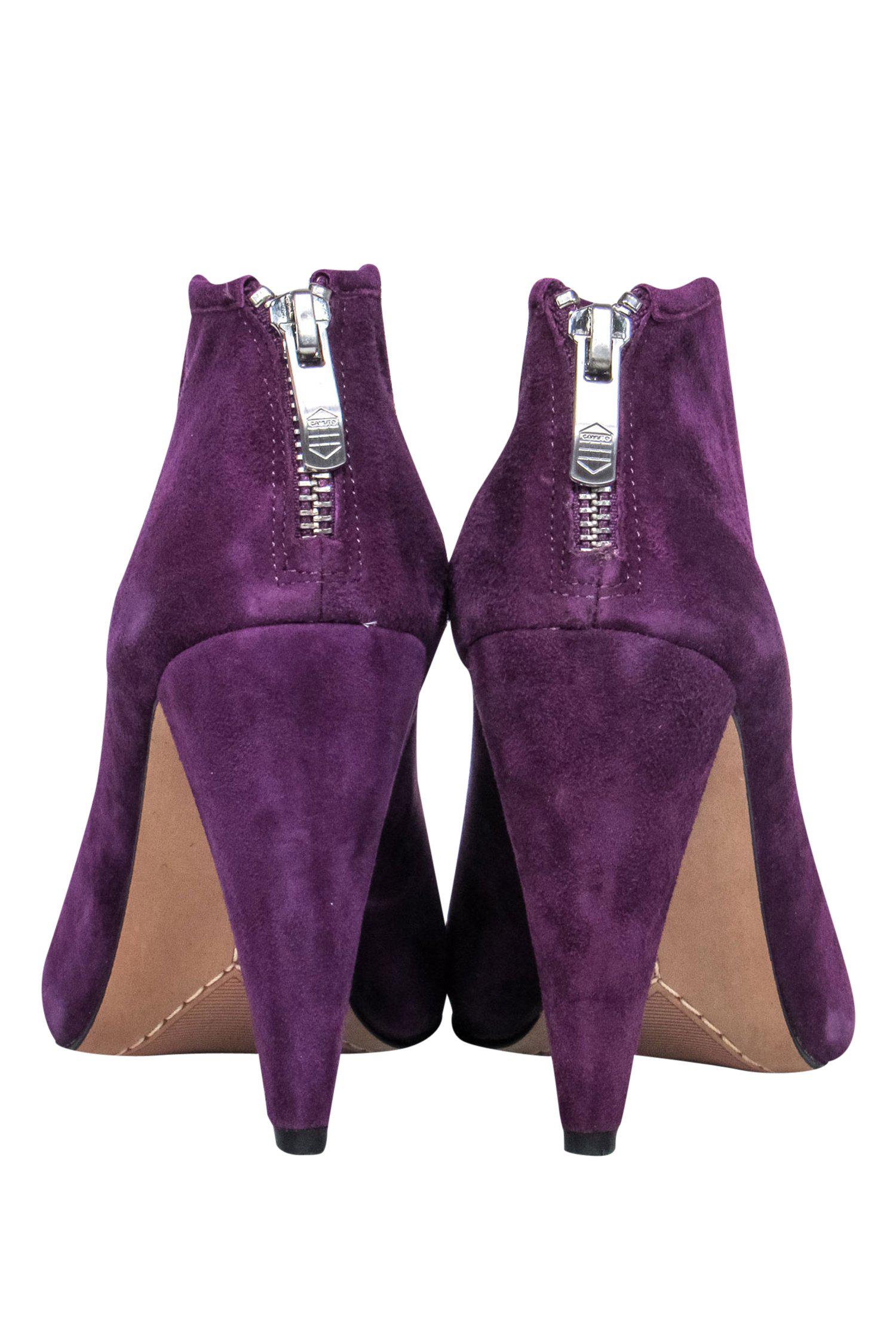 Vince Camuto Purple Suede Peep Toe Heeled Amber Ankle Booties - Size 5.5
