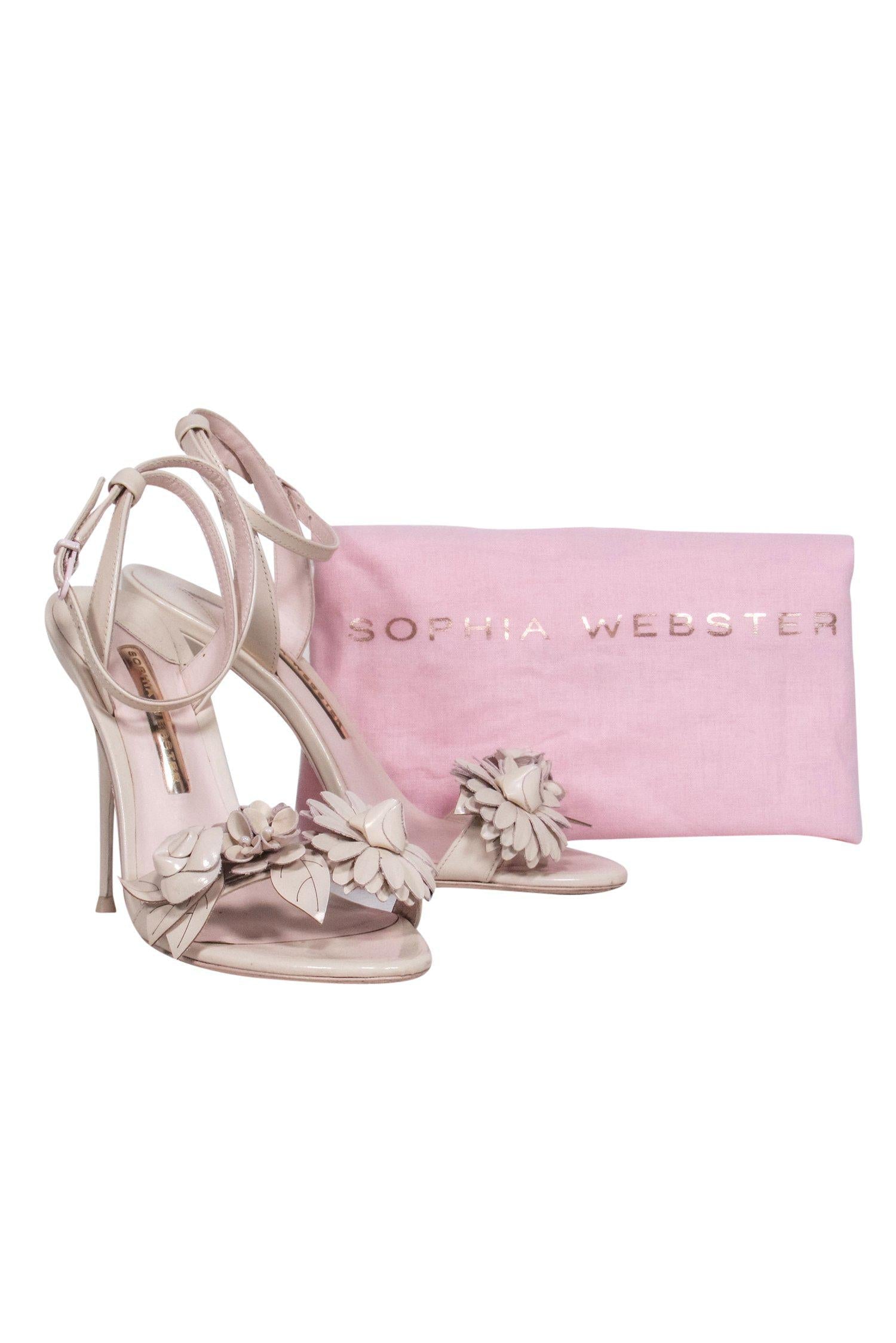 Sophia Webster - Enchanting Beige Strappy Pumps with Floral Appliques, Size 6.5